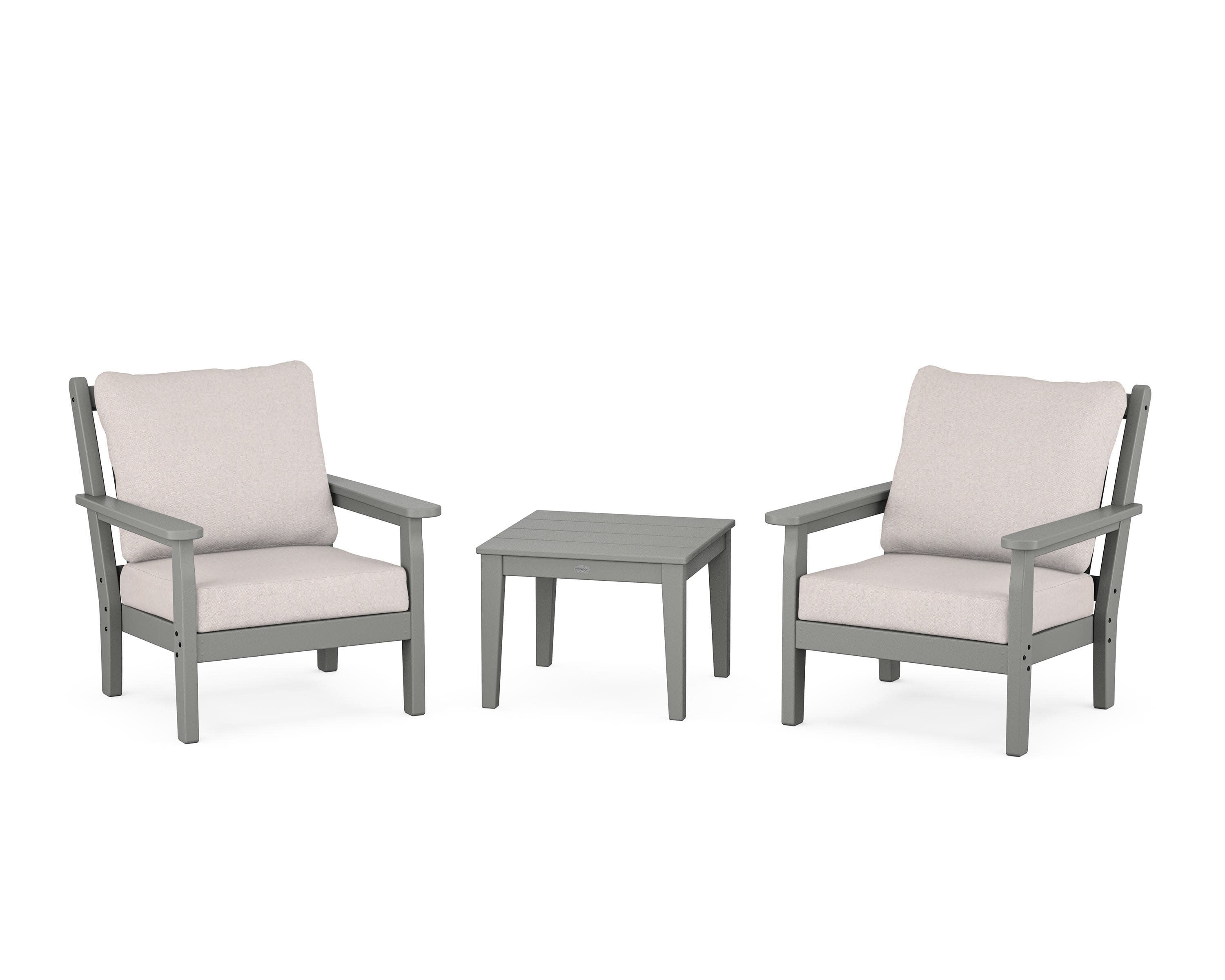 Chippendale 3-Piece Deep Seating Set in Slate Grey / Dune Burlap