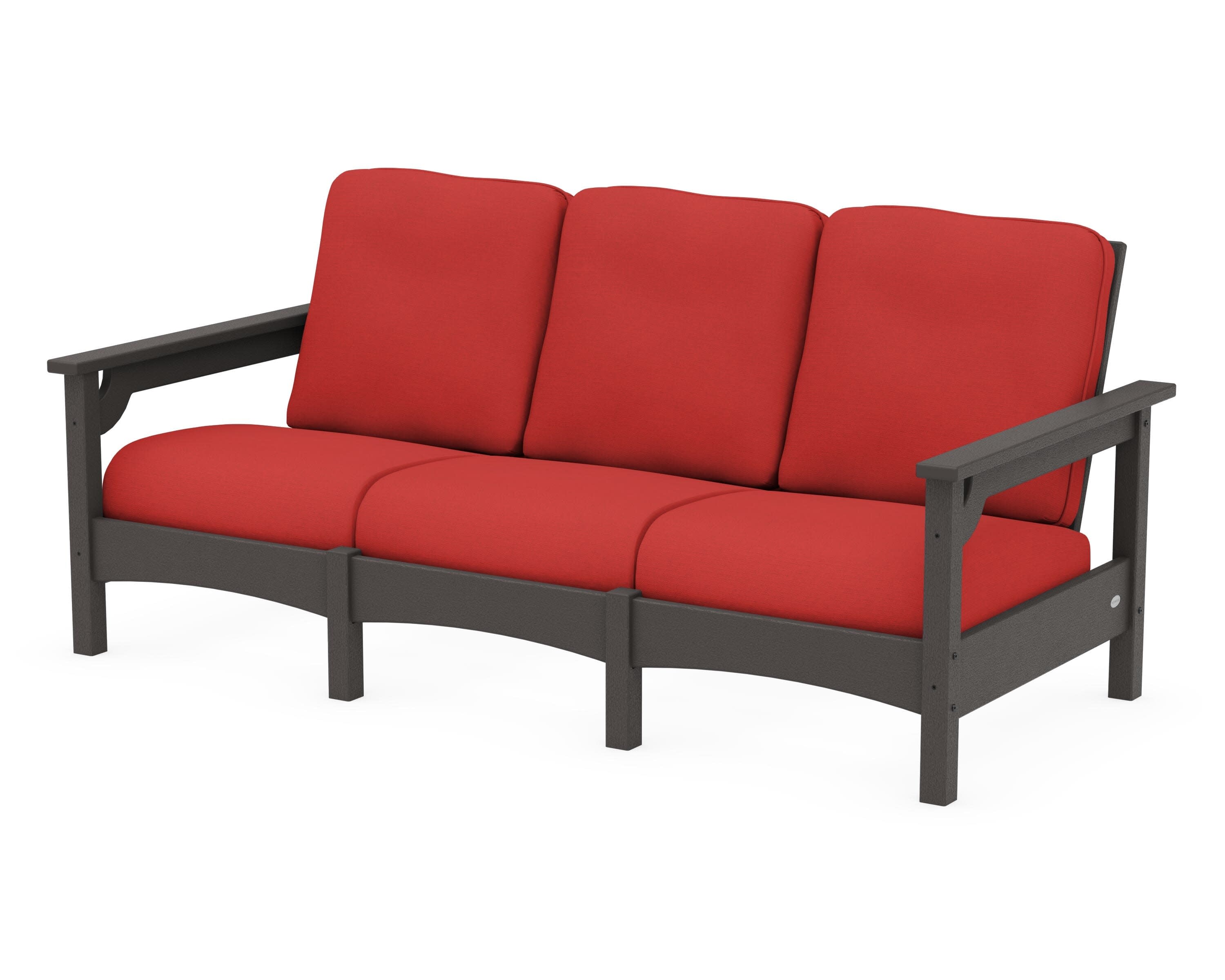Club Sofa in Vintage Coffee / Crimson Linen