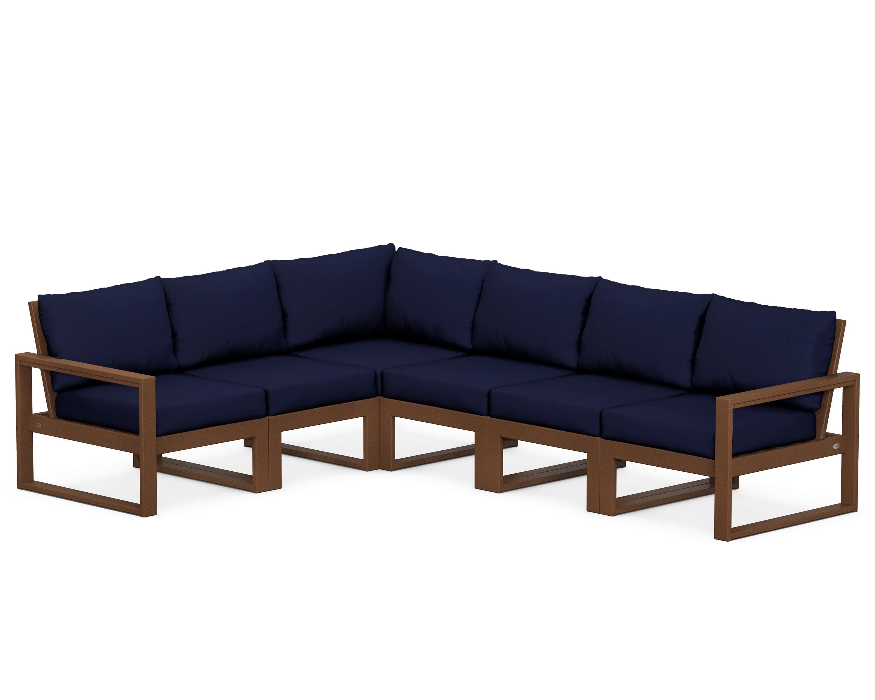 EDGE 6-Piece Modular Deep Seating Set in Teak / Navy