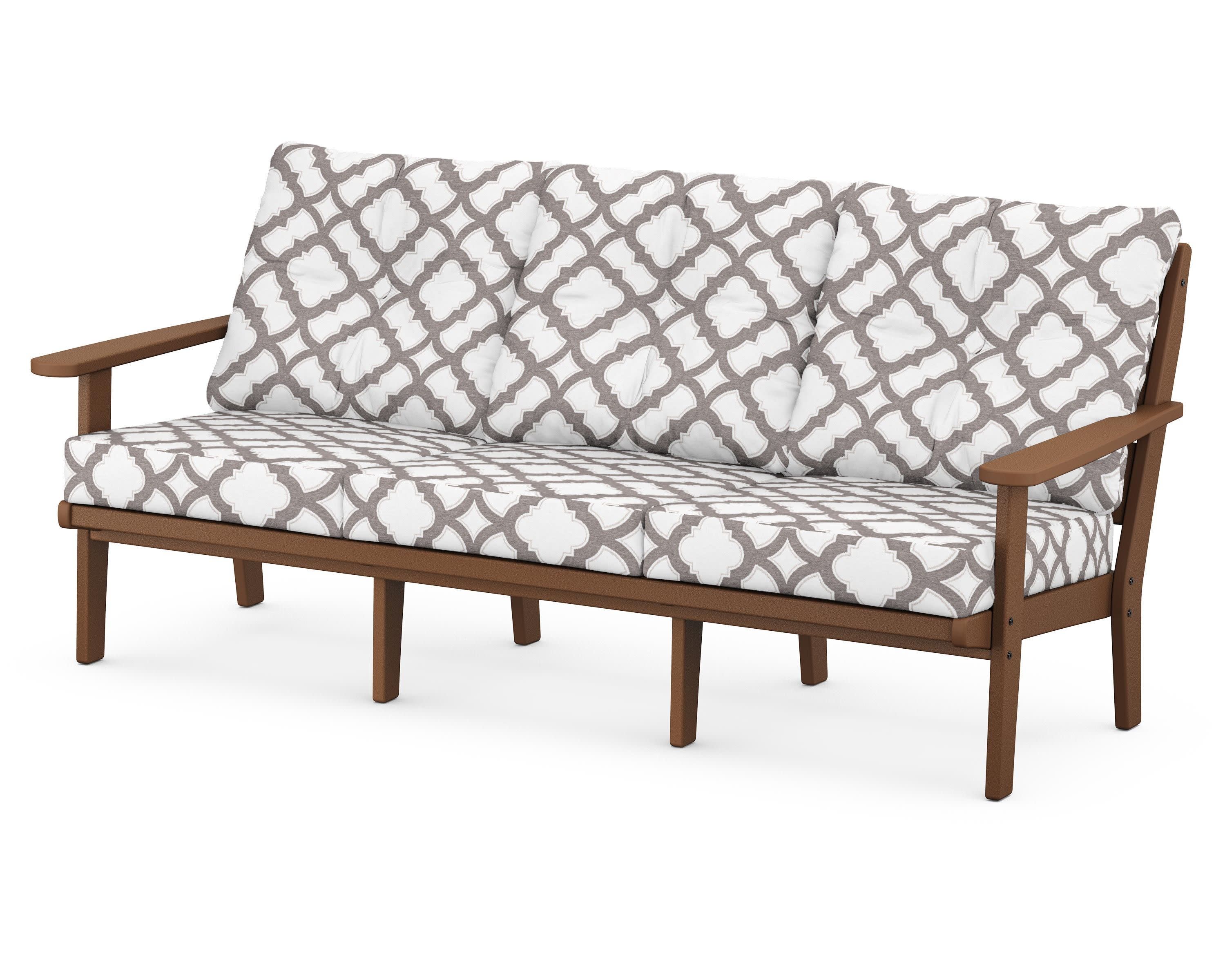Lakeside Deep Seating Sofa in Teak / Trellis Grey Mist