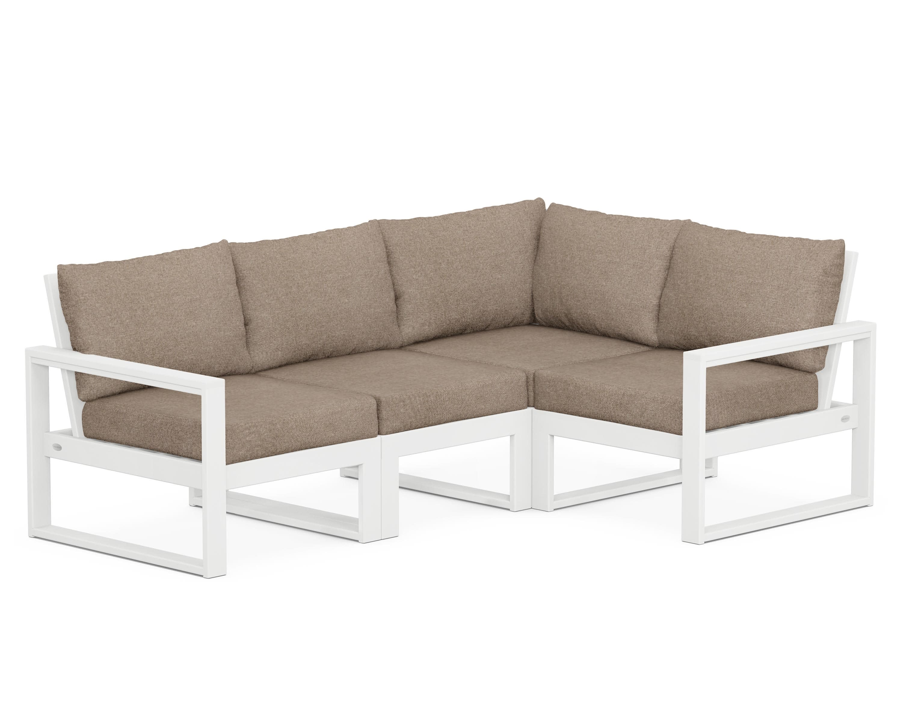 EDGE 4-Piece Modular Deep Seating Set in White / Spiced Burlap