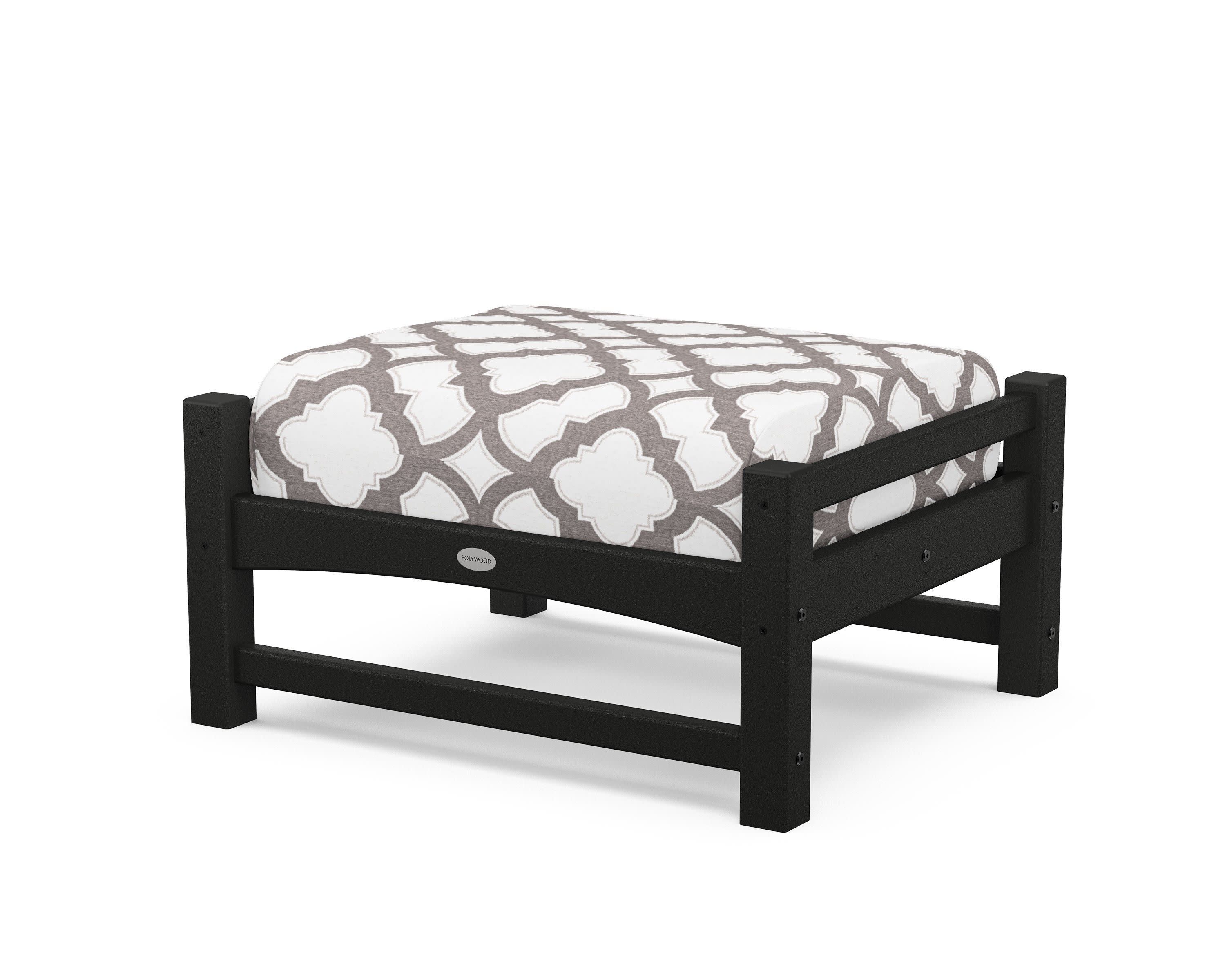 Club Ottoman in Black / Trellis Grey Mist