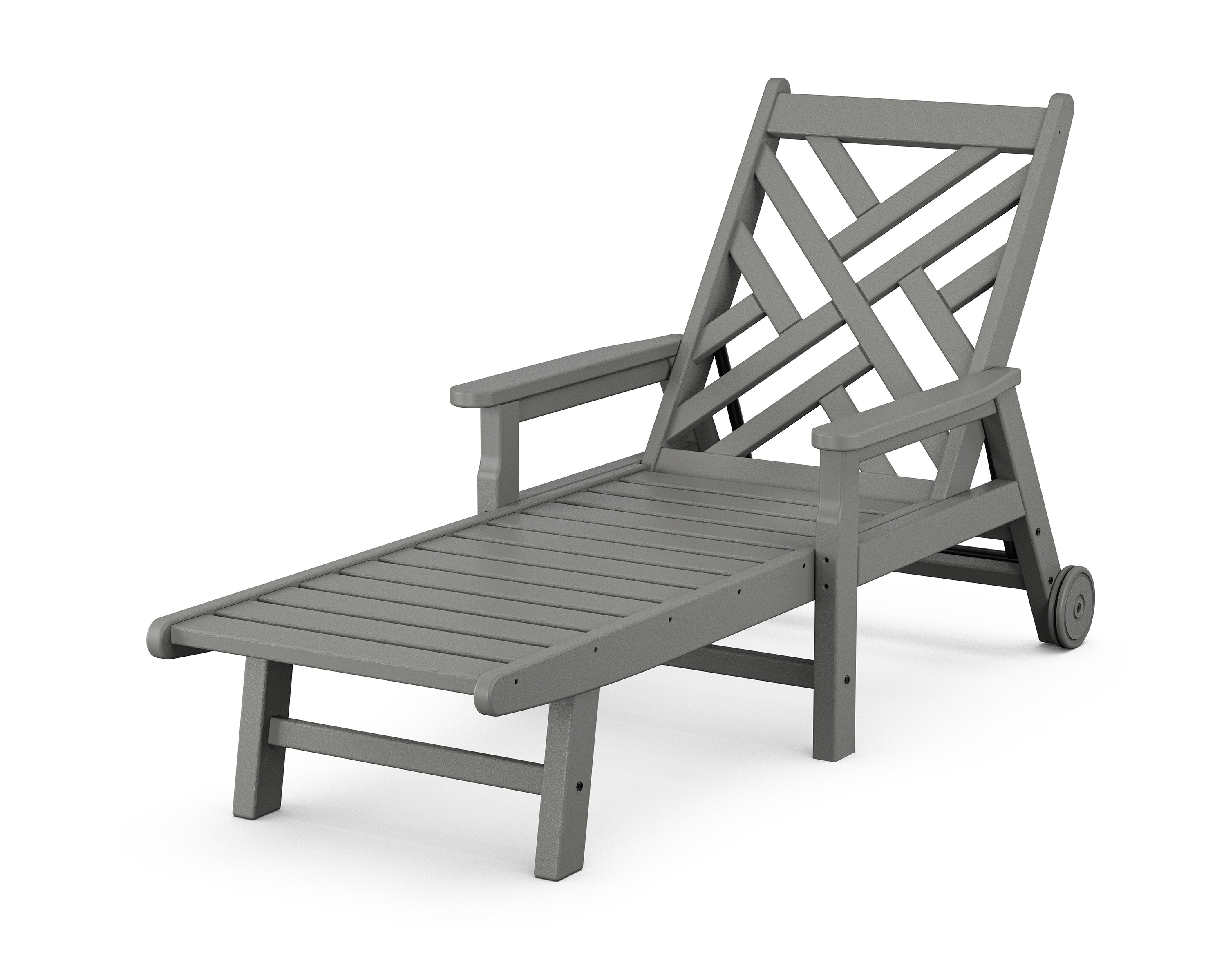Chippendale Chaise with Arms and Wheels in Slate Grey