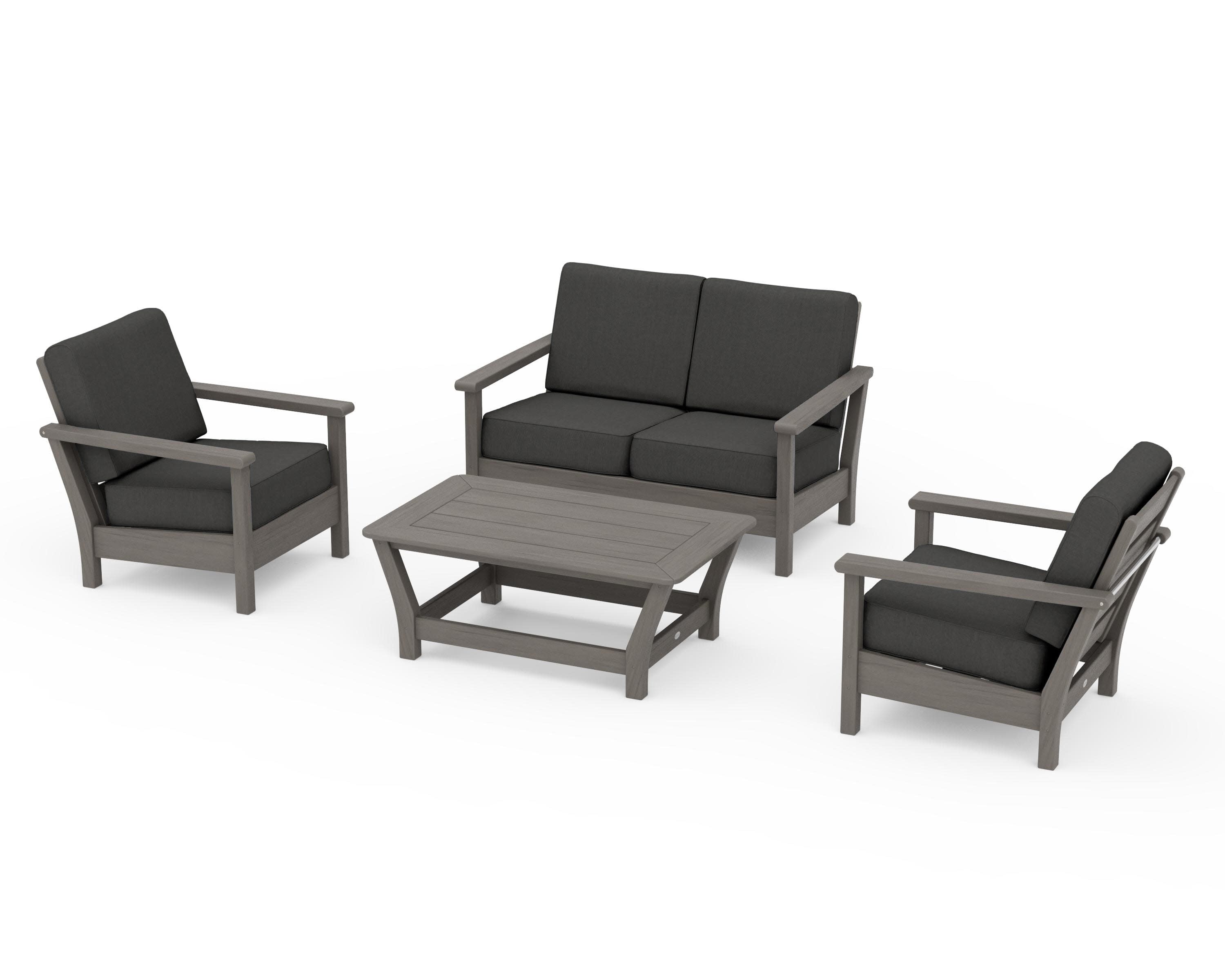 Harbour 4-Piece Deep Seating Set in Driftwood / Spectrum Carbon