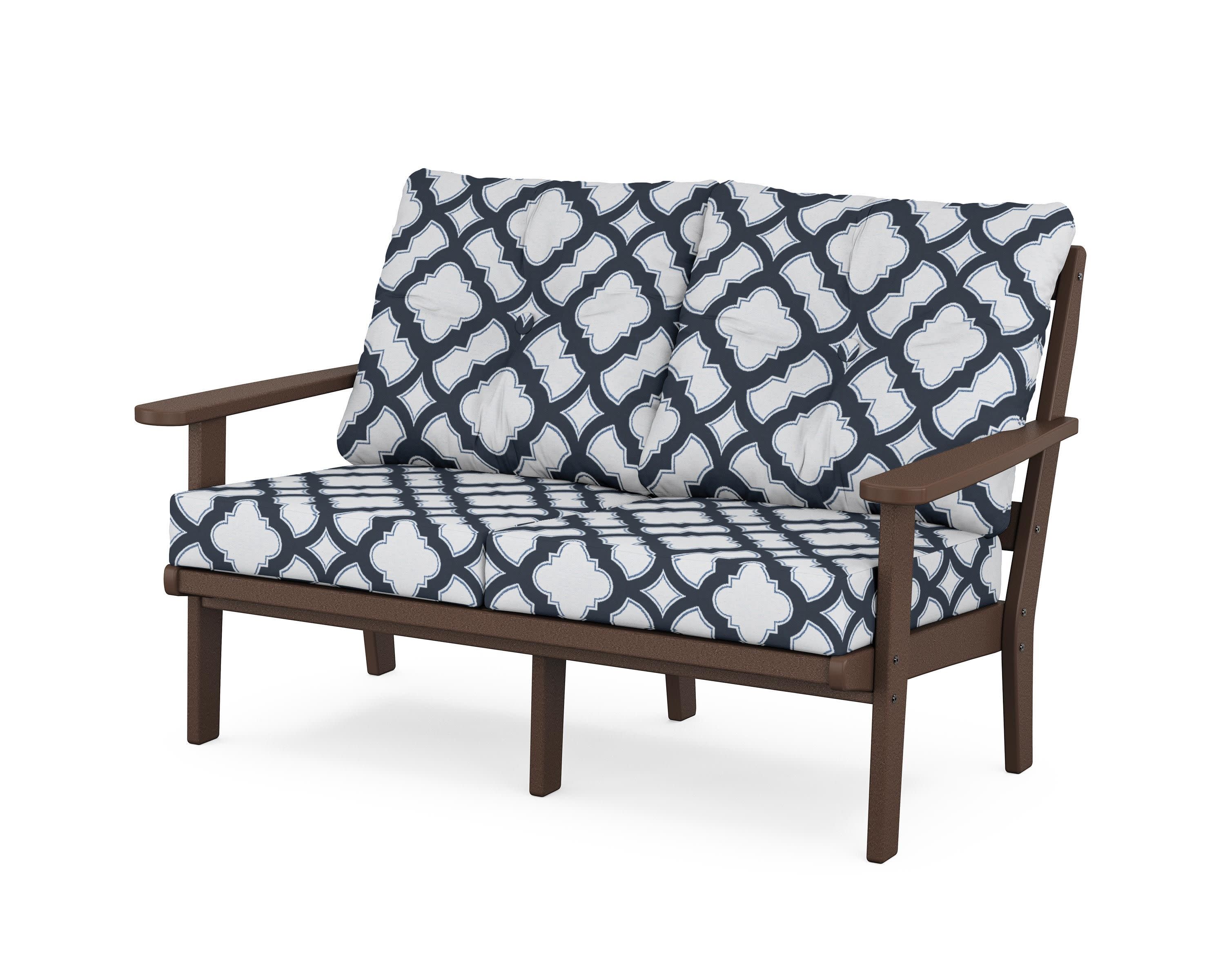 Mission Deep SeatingLoveseat in Mahogany / Trellis Marine Indigo