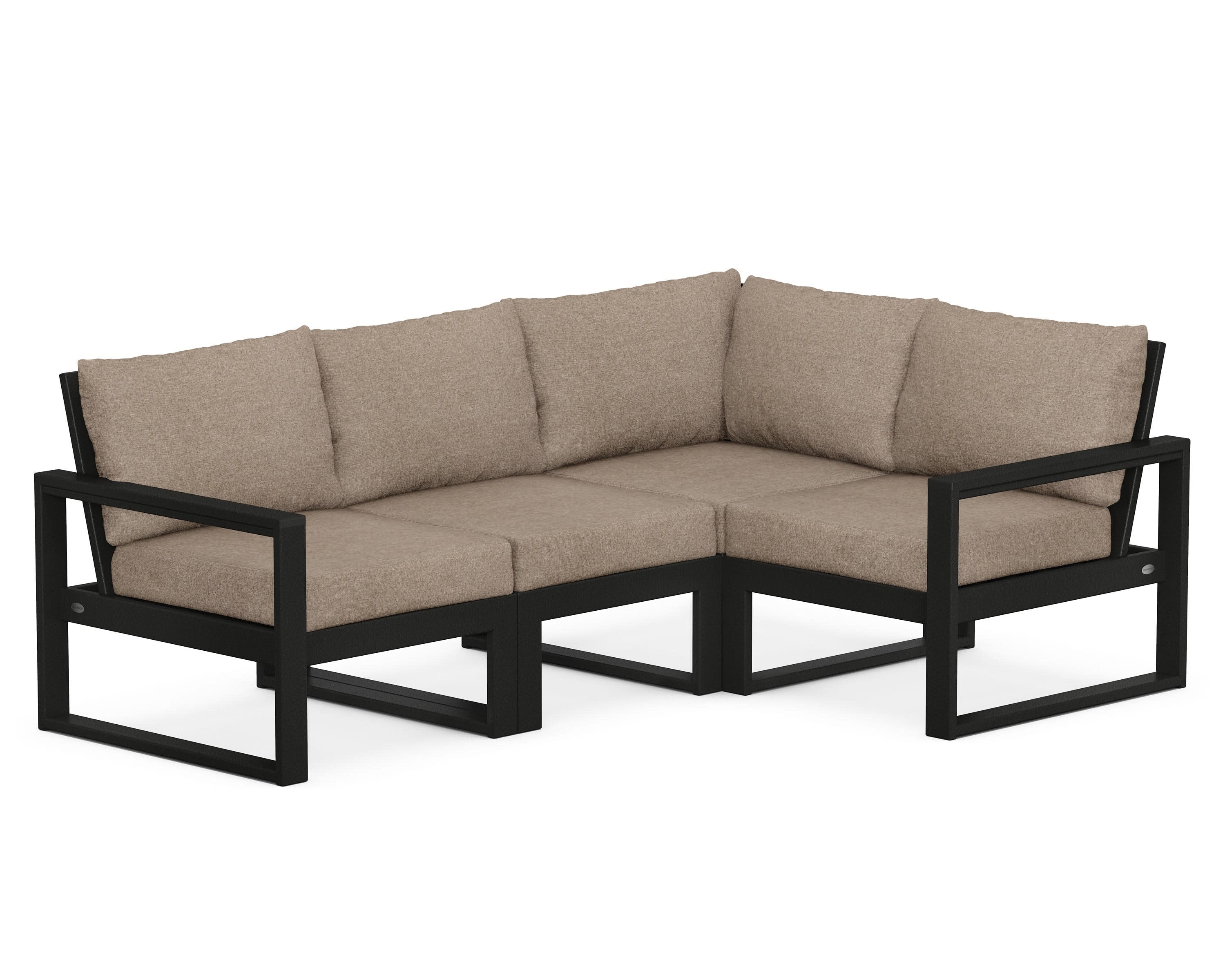 EDGE 4-Piece Modular Deep Seating Set in Black / Spiced Burlap