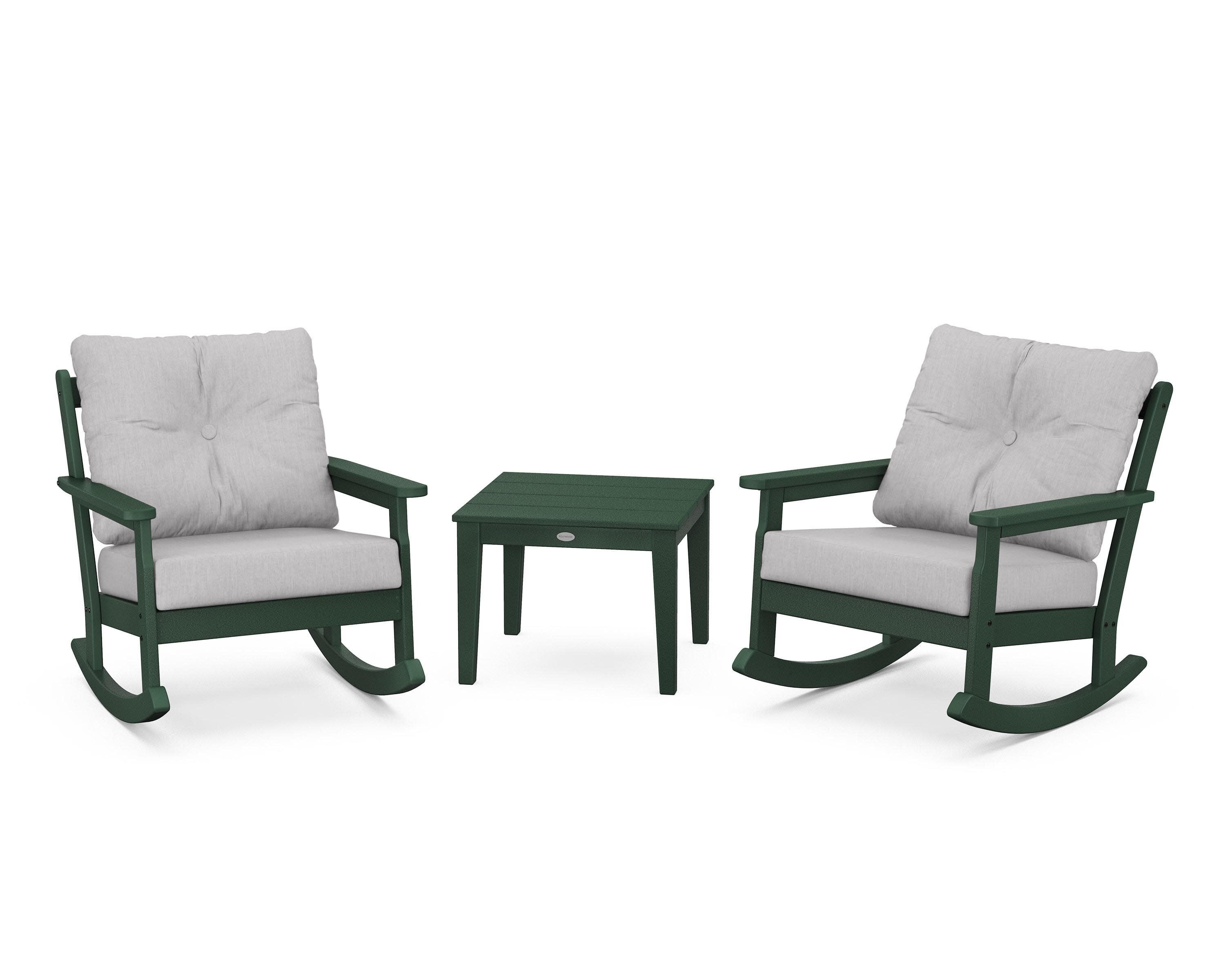 Vineyard 3-Piece Deep Seating Rocker Set in Green / Granite