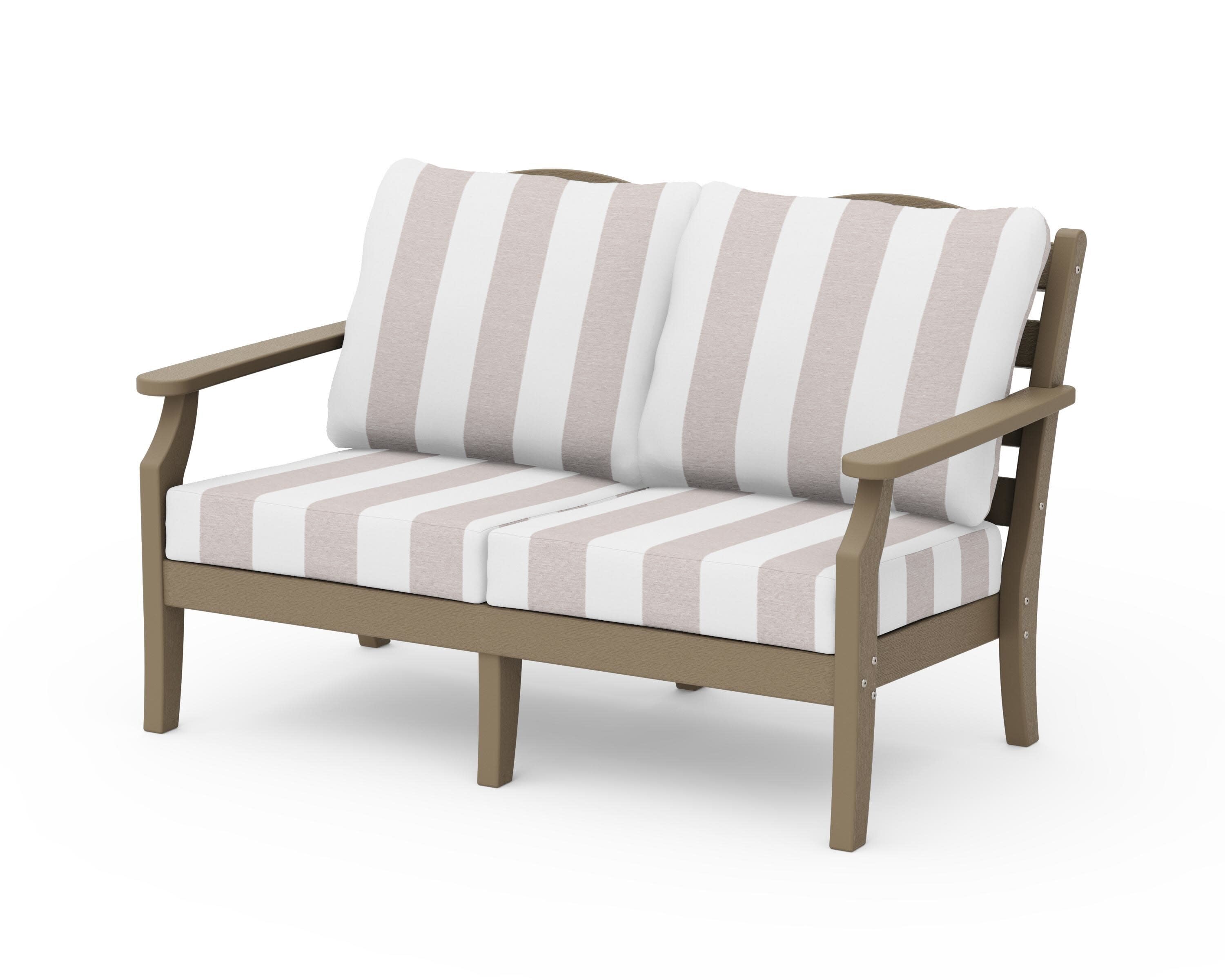Savannah Deep Seating Loveseat in Vintage Sahara / Cabana Stripe Dune Burlap