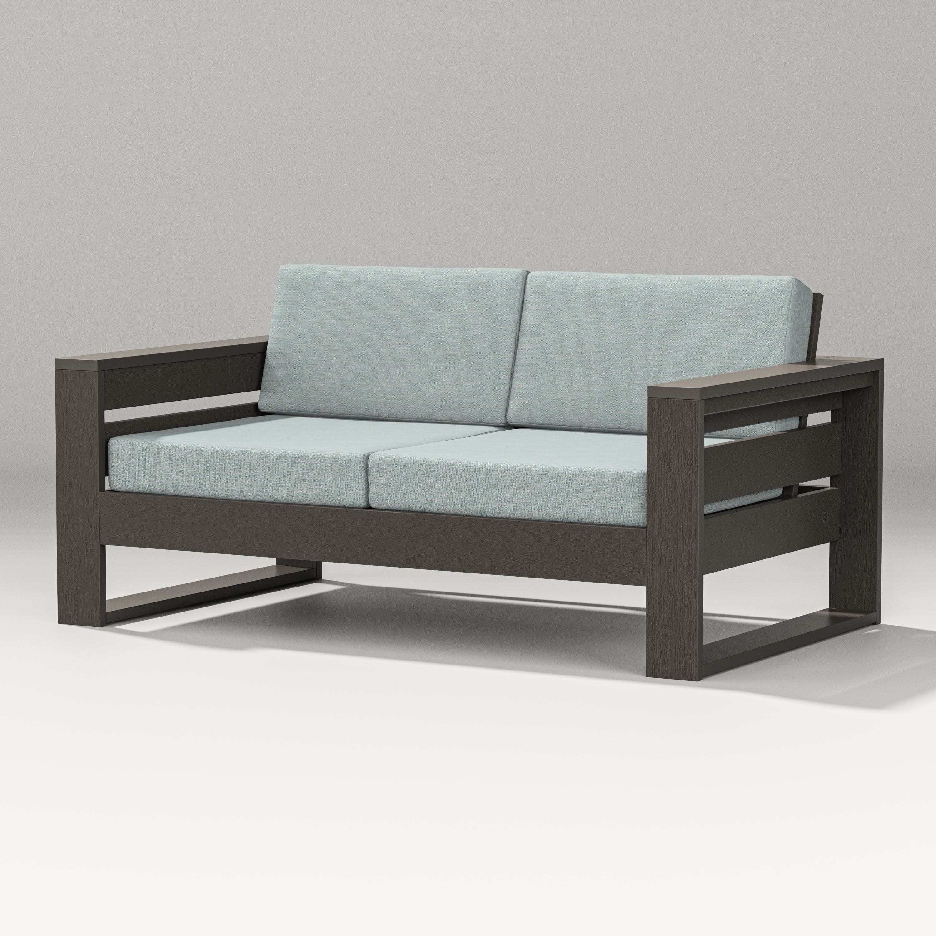 Latitude Loveseat in Vintage Coffee / Soothe Mist