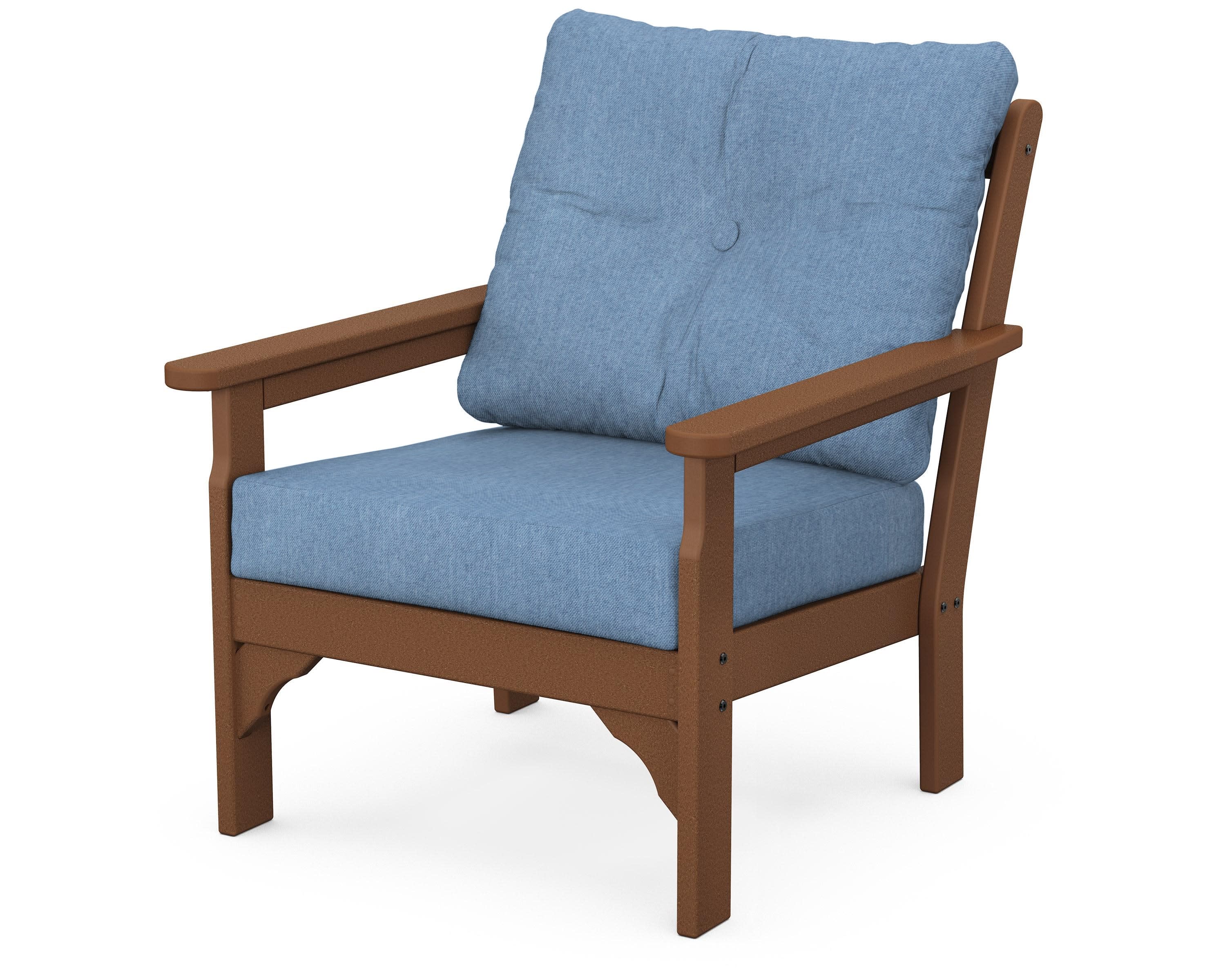 Vineyard Deep Seating Chair in Teak / Sky Blue