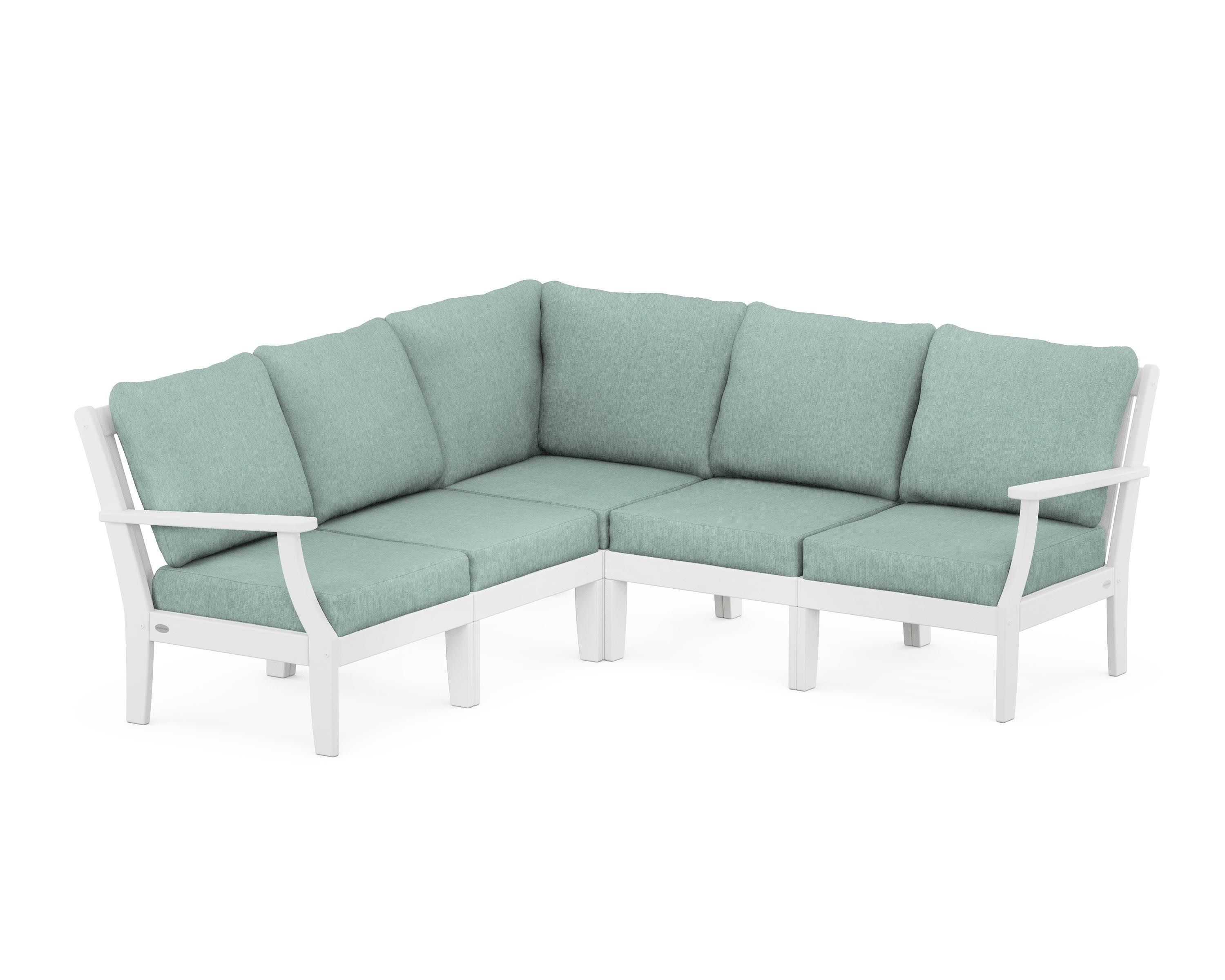 Braxton Modular 5-Piece Deep Seating Set in White / Glacier Spa