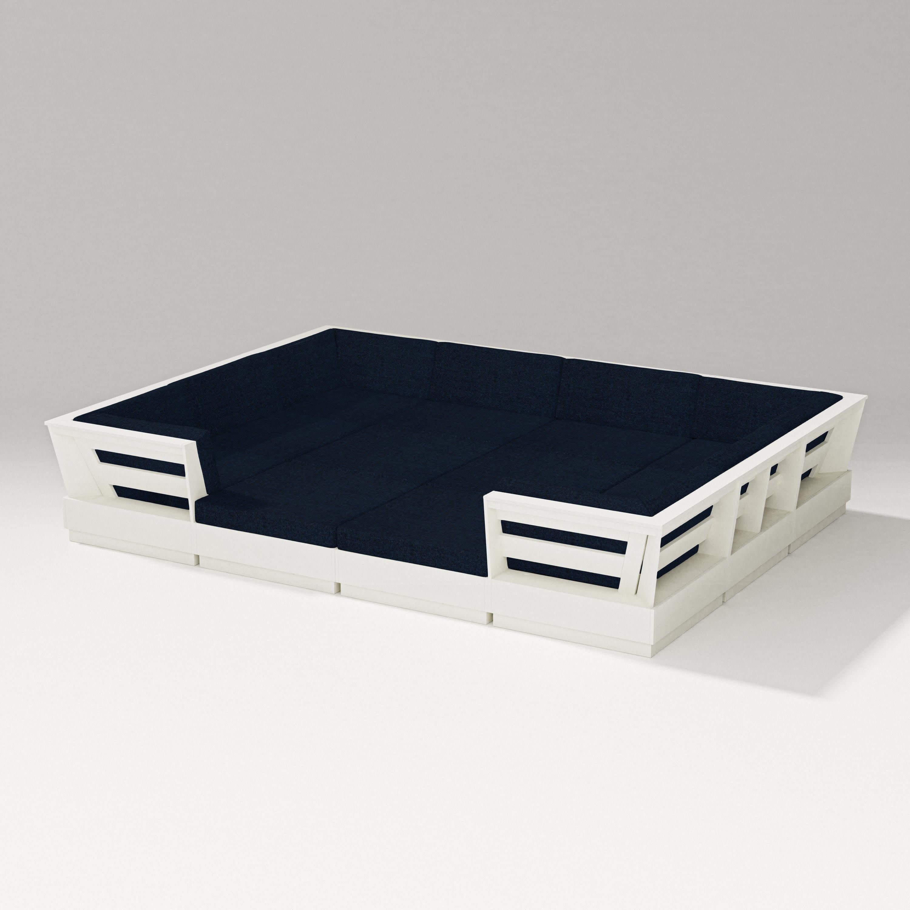 Elevate 12-Piece Pit Sectional in Vintage White / Marine Indigo