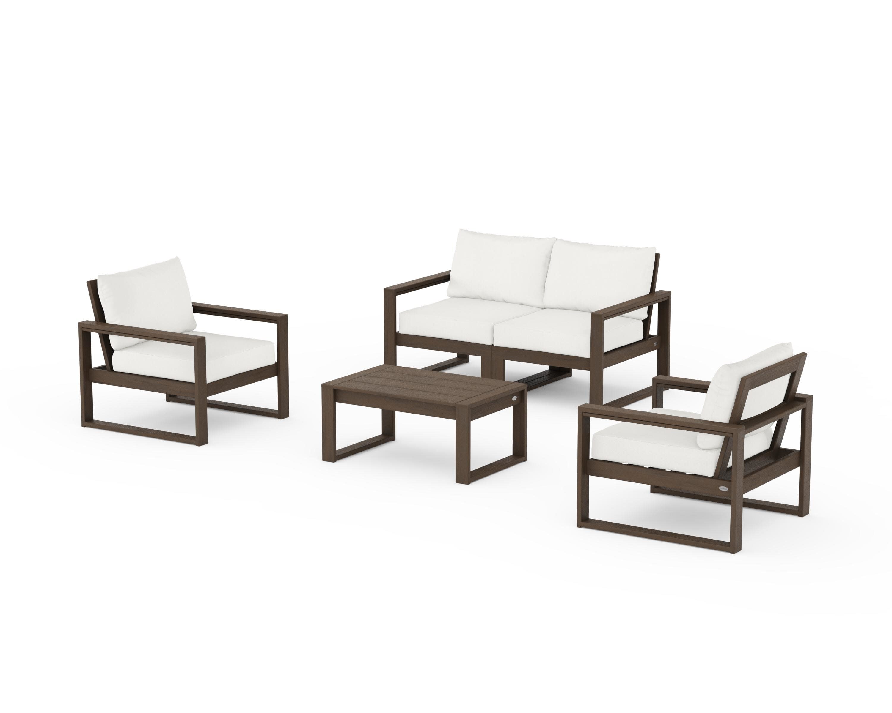 EDGE Sectional 4-Piece Deep Seating Set with Loveseat in Kona / Natural Linen