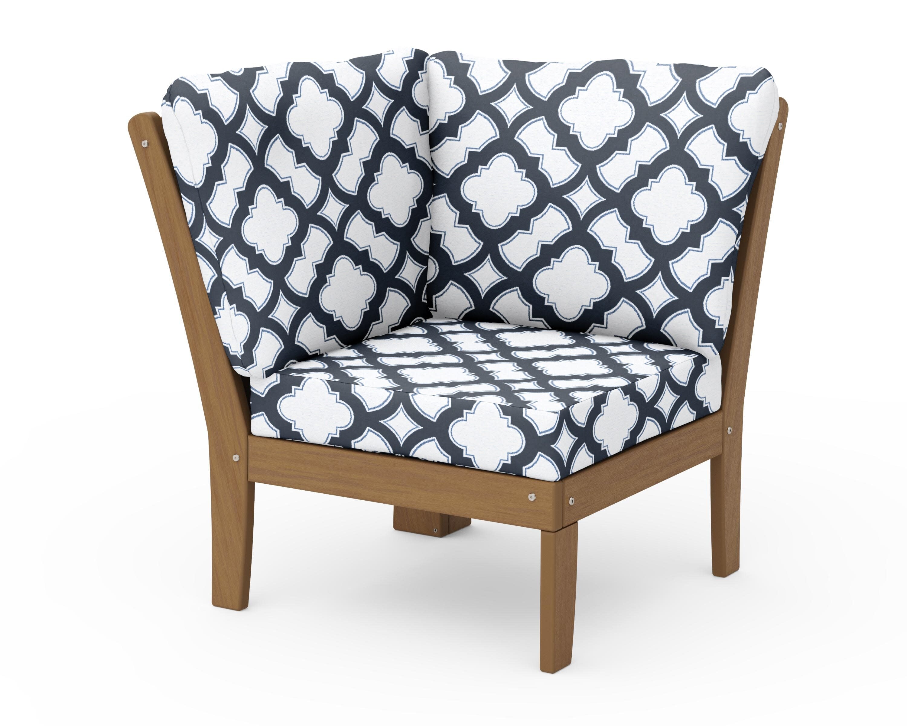 Braxton Modular Corner Chair in Natural / Trellis Marine Indigo