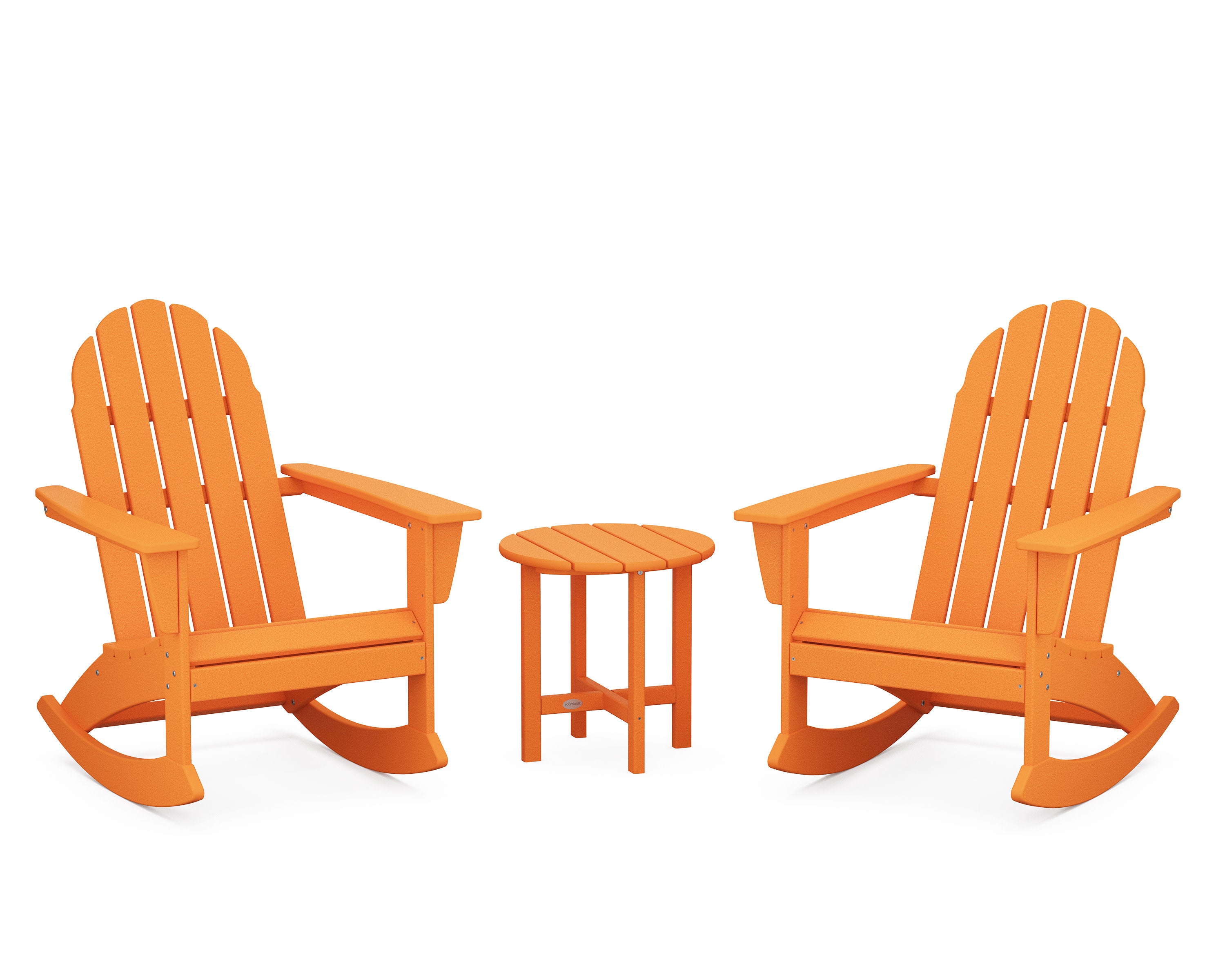 Vineyard 3-Piece Adirondack Rocking Chair Set in Tangerine