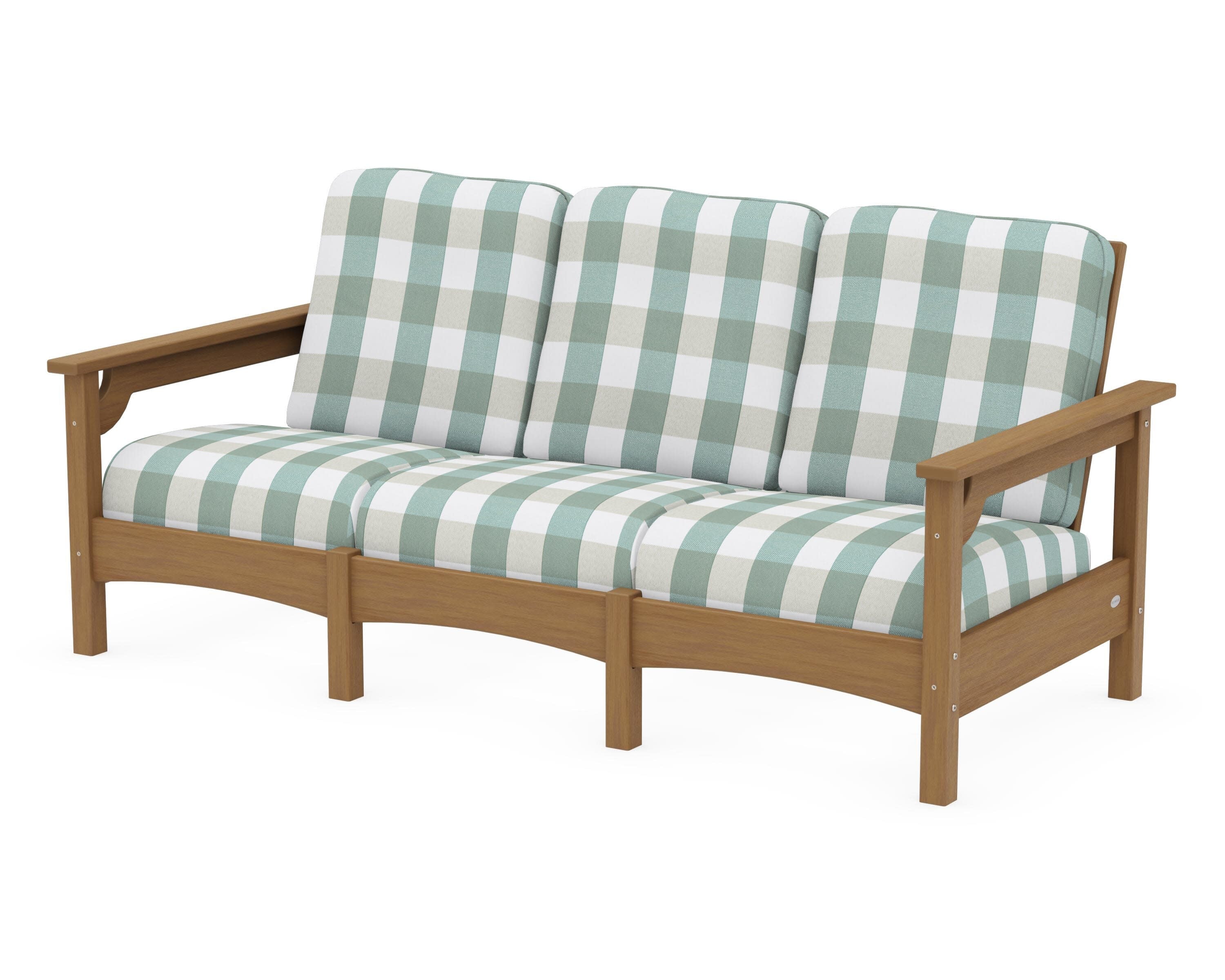 Club Sofa in Natural / Buffalo Plaid Glacier Spa