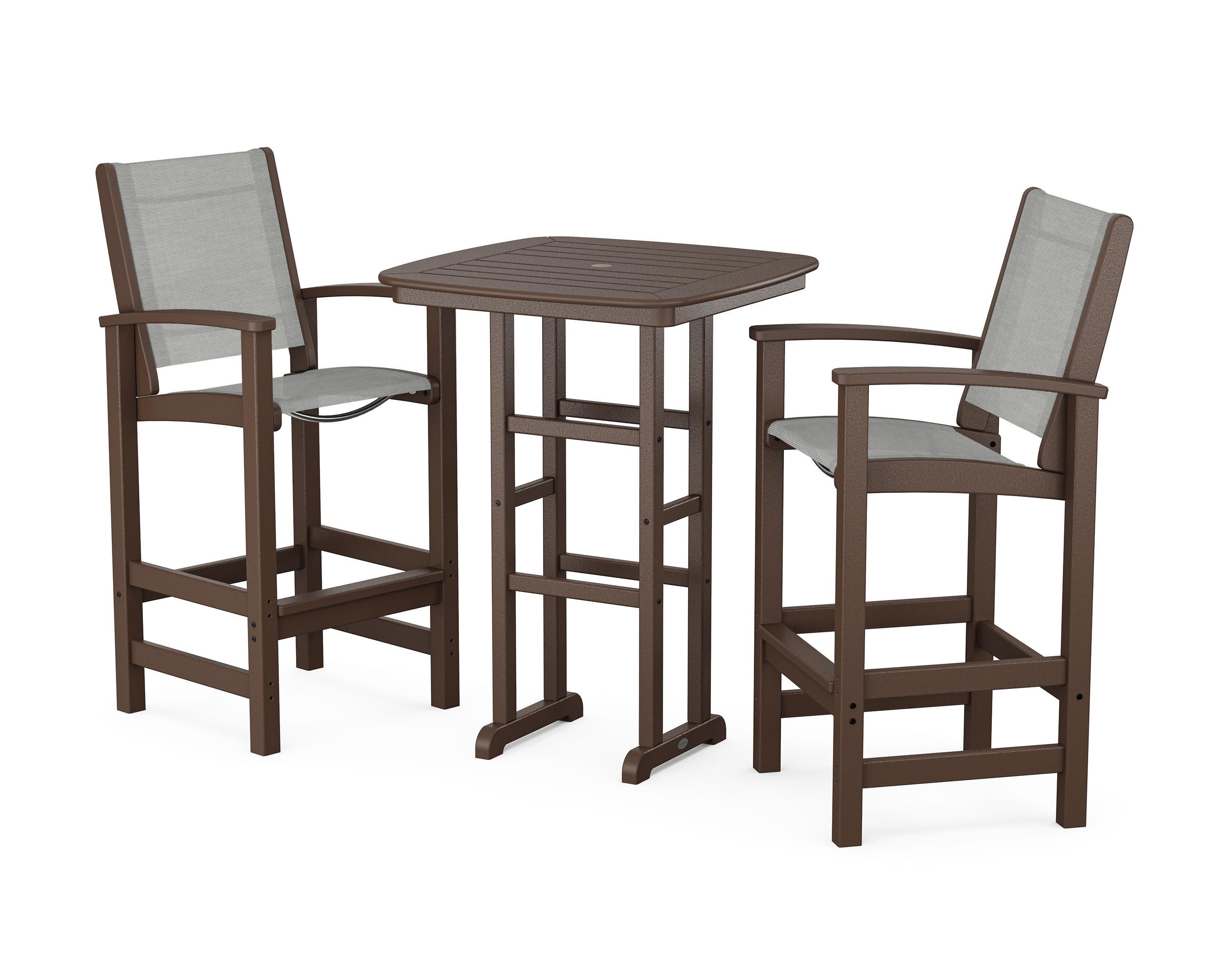 Coastal 3-Piece Bar Set in Mahogany / Metallic Sling