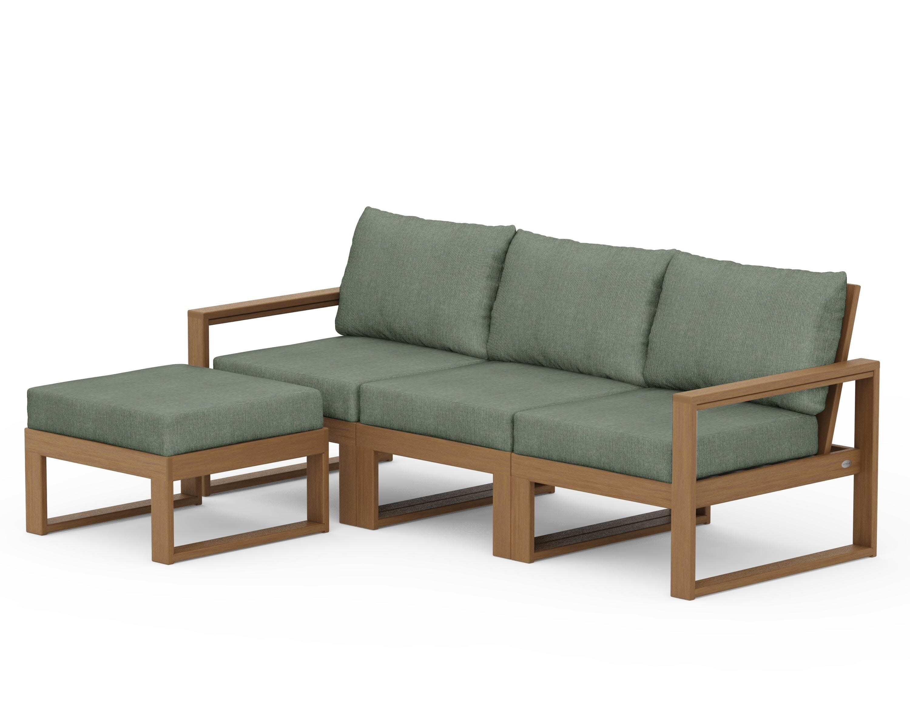 EDGE 4-Piece Modular Deep Seating Set with Ottoman in Natural / Cast Sage