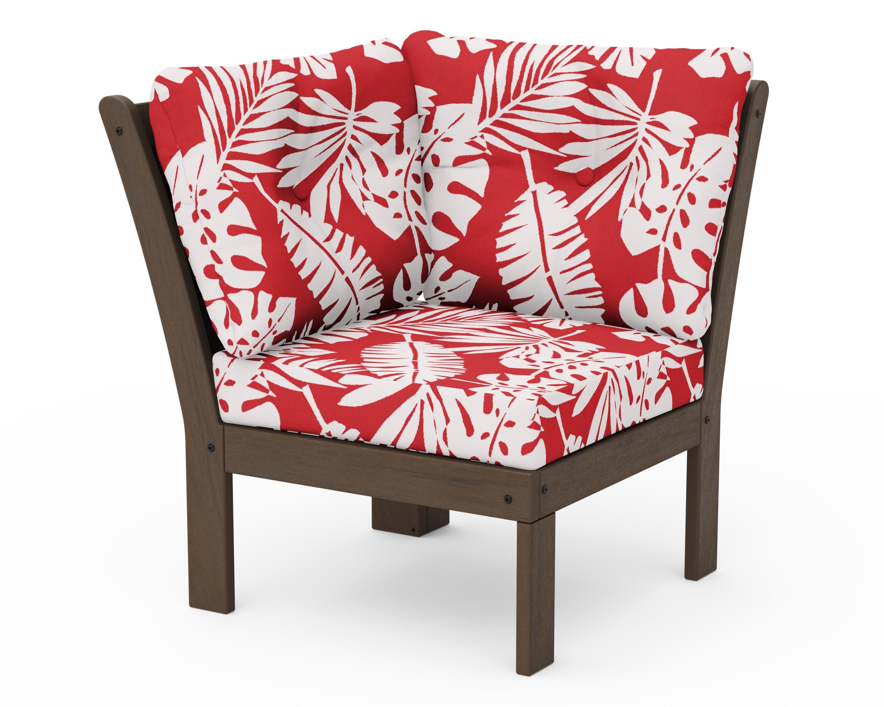 Vineyard Modular Corner Chair in Kona / Leaf Crimson