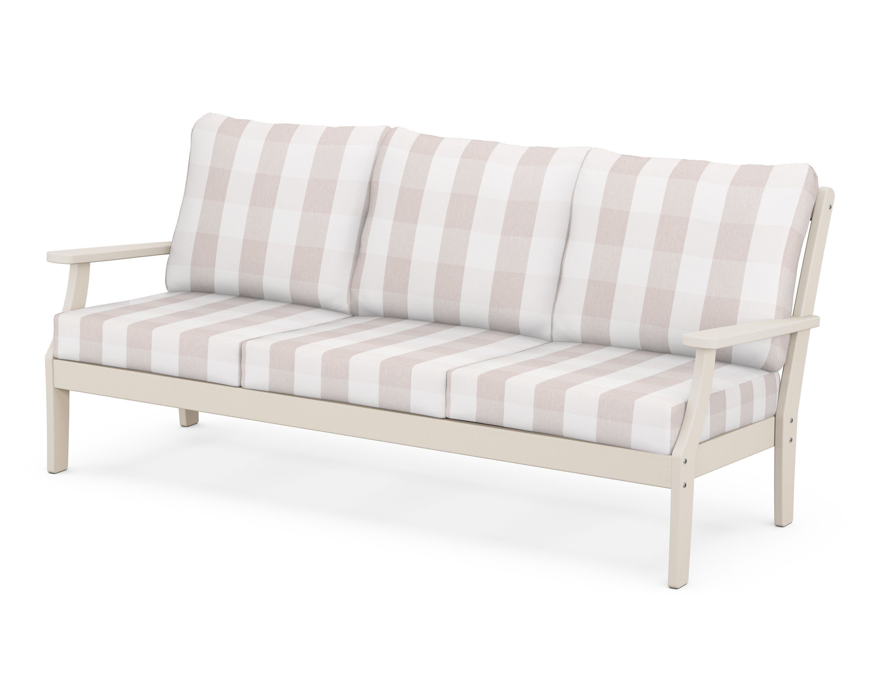 Braxton Deep Seating Sofa in Sand / Buffalo Plaid Dune Burlap