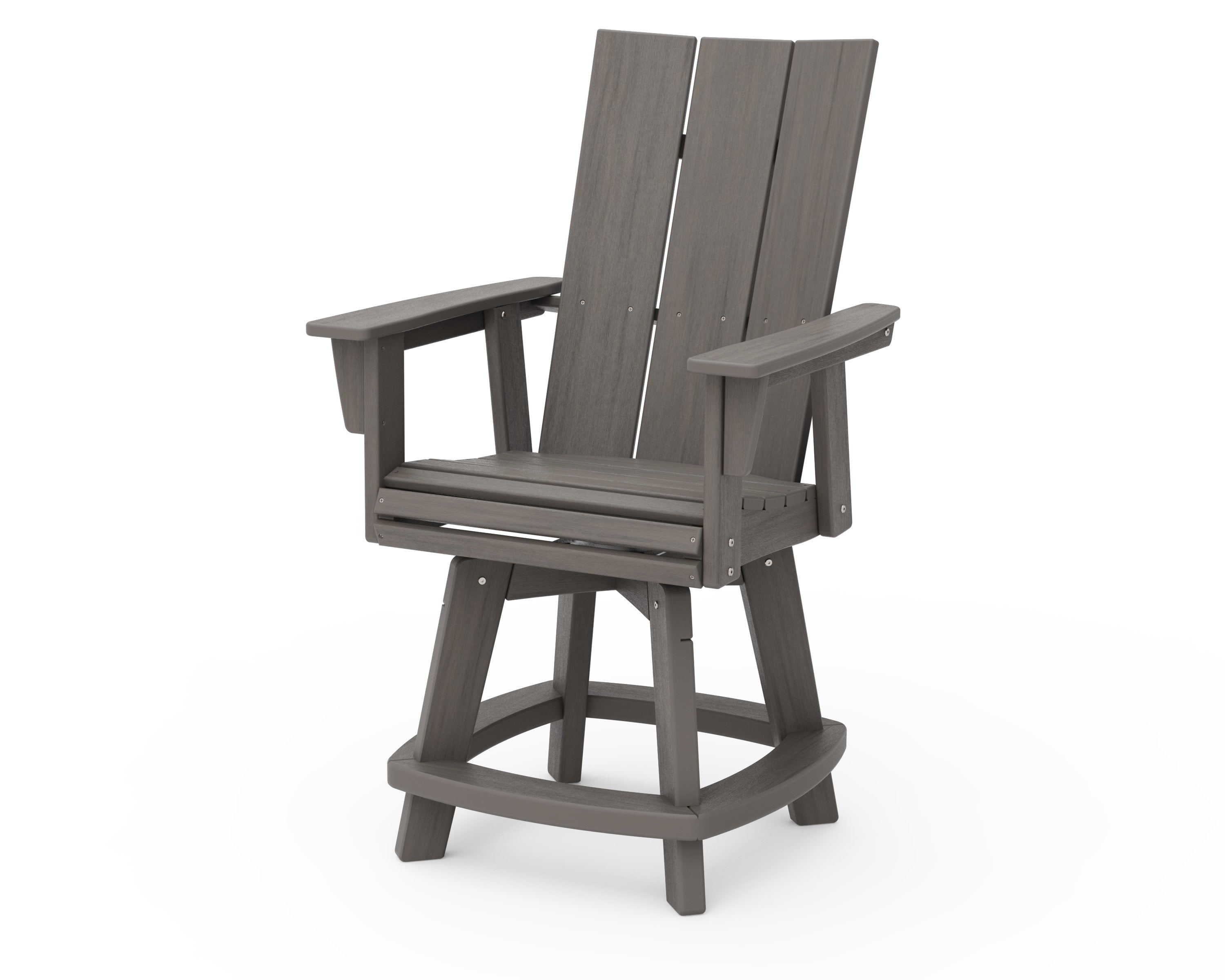 Modern Curveback Adirondack Swivel Counter Chair in Driftwood