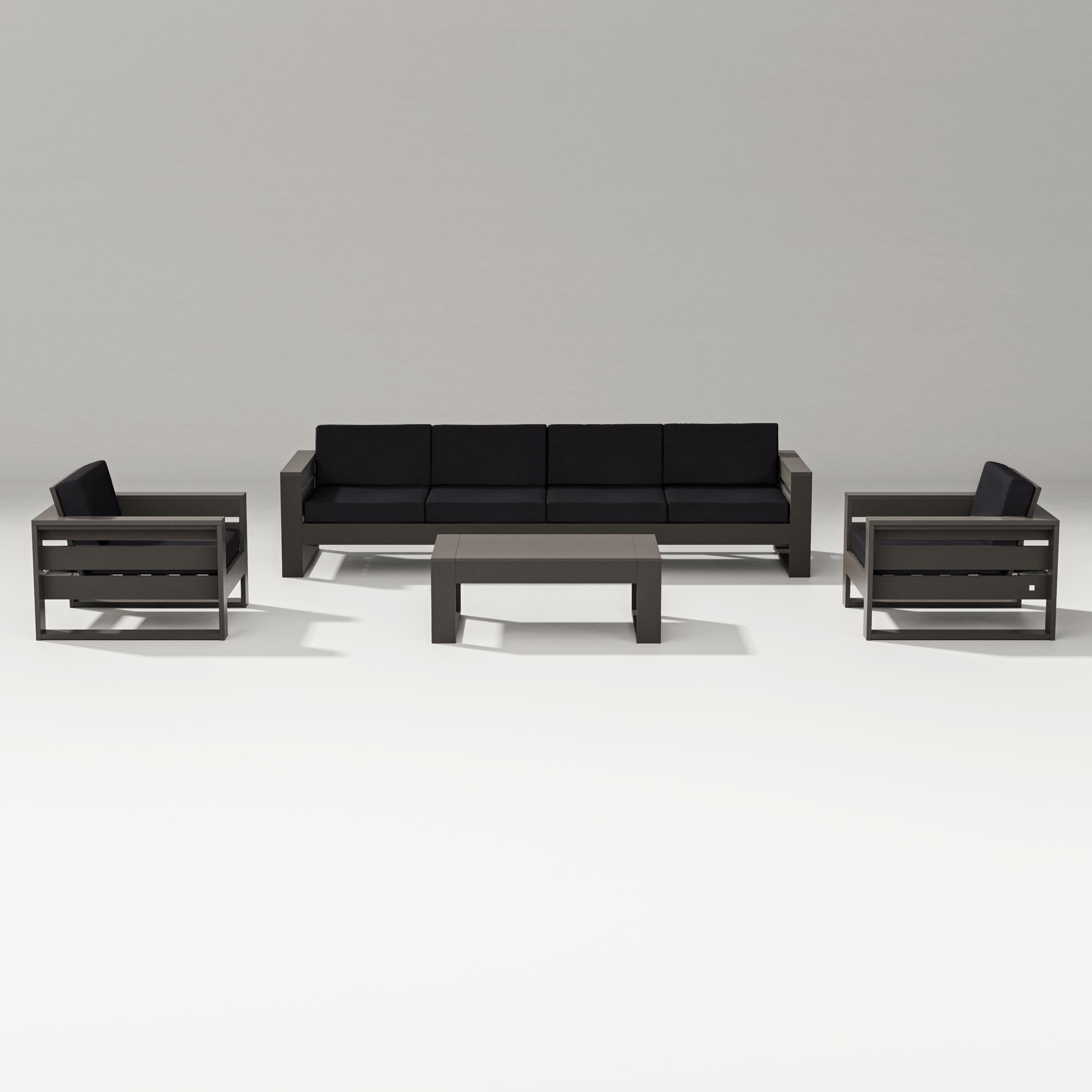 Latitude 5-Piece Lounge Sofa Set in Vintage Coffee / Midnight Linen