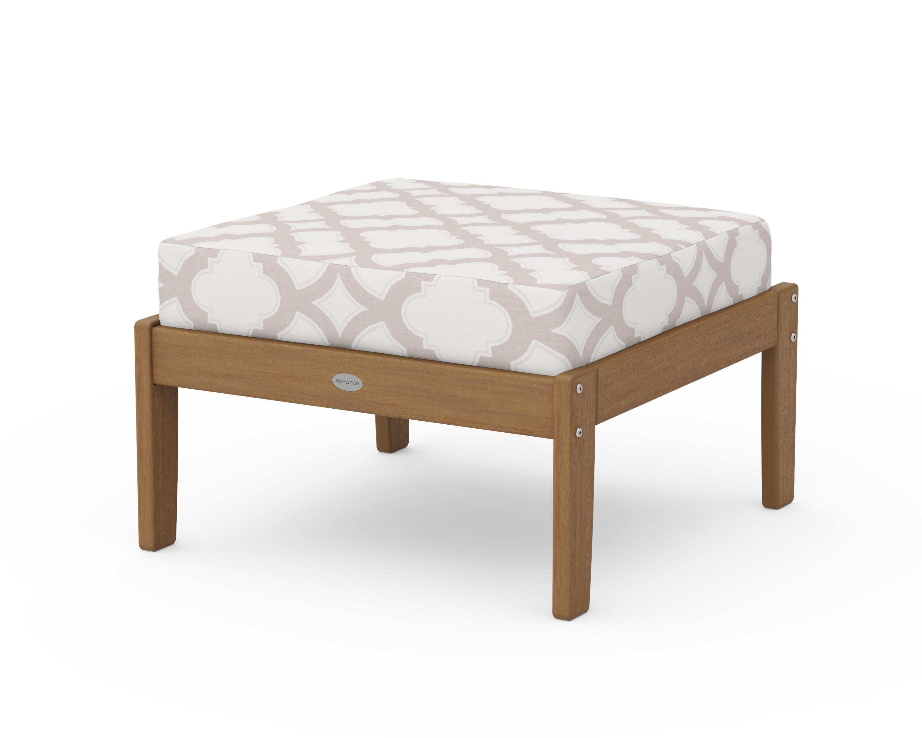 Braxton Deep Seating Ottoman in Natural / Trellis Dune Burlap