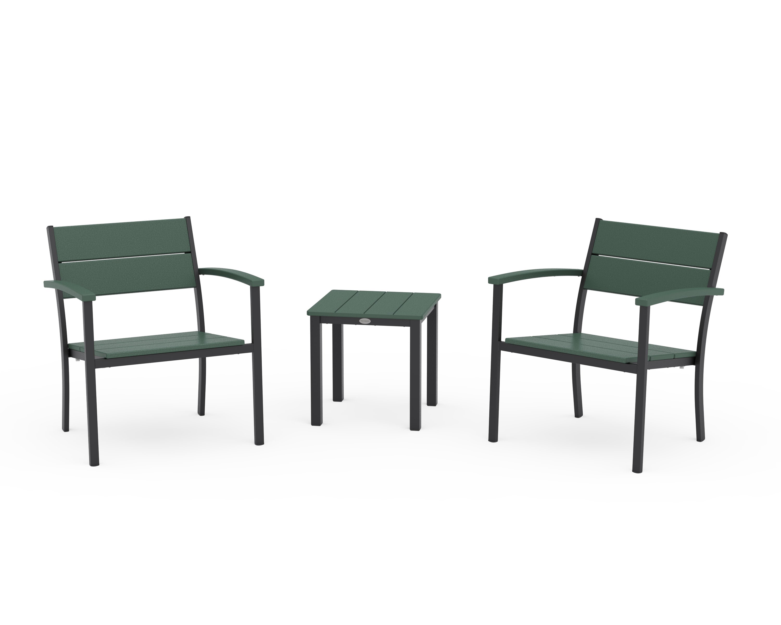 Main Street 3-Piece Lounge Chair Set in Black / Green