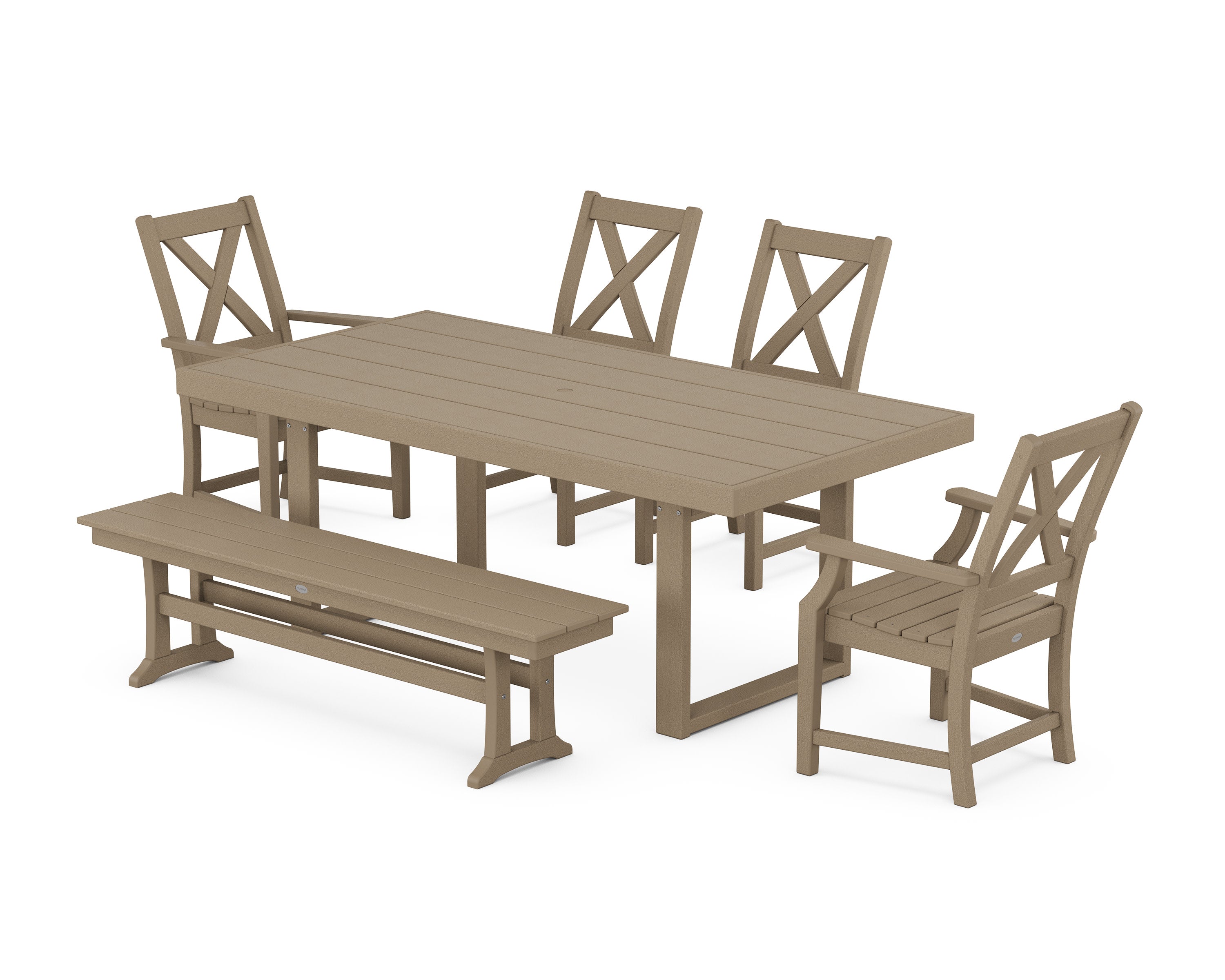Braxton 6-Piece Dining Set with Bench in Vintage Sahara