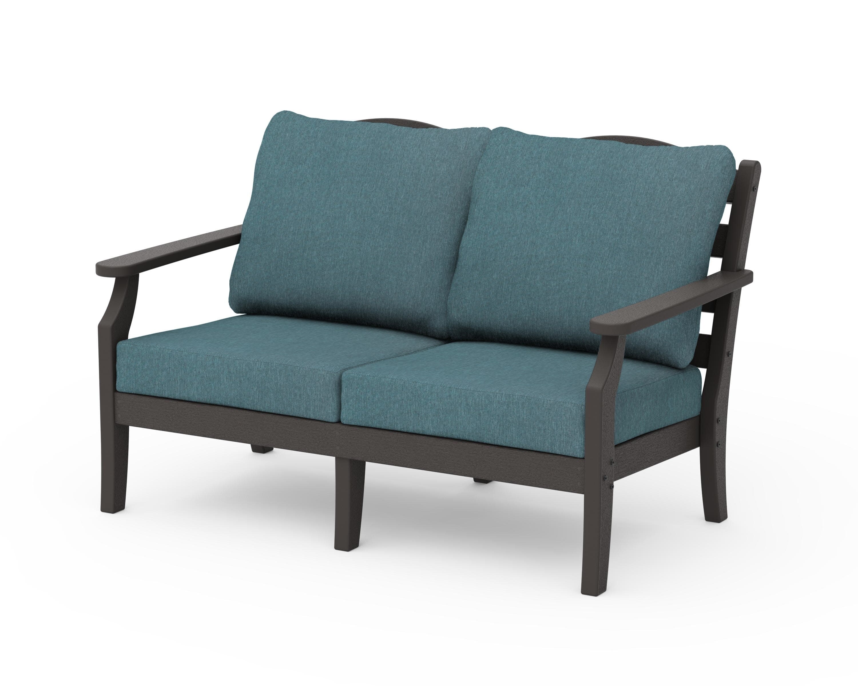 Savannah Deep Seating Loveseat in Vintage Coffee / Ocean Teal