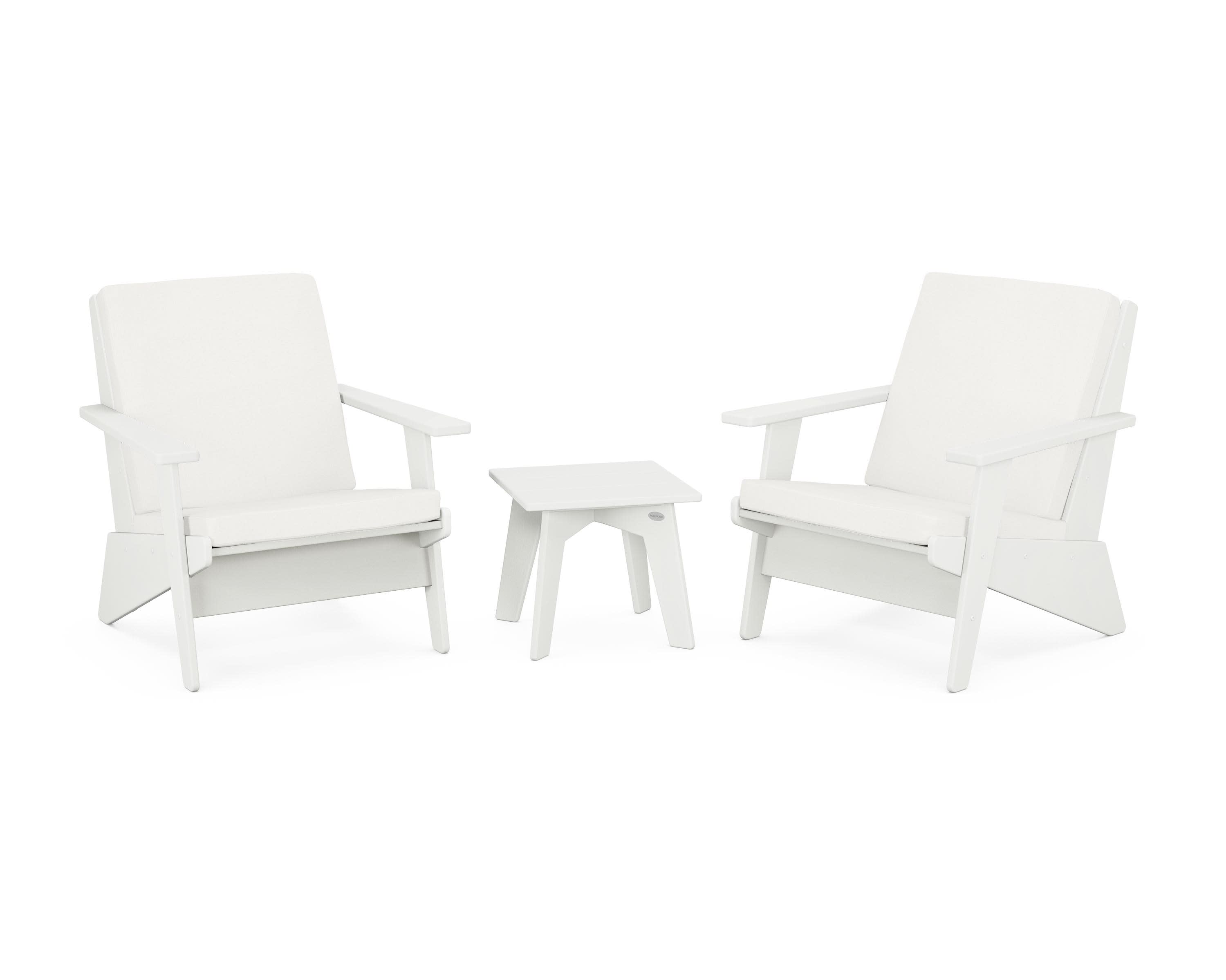 Riviera Modern Lounge 3-Piece Set in Vintage White / Natural Linen