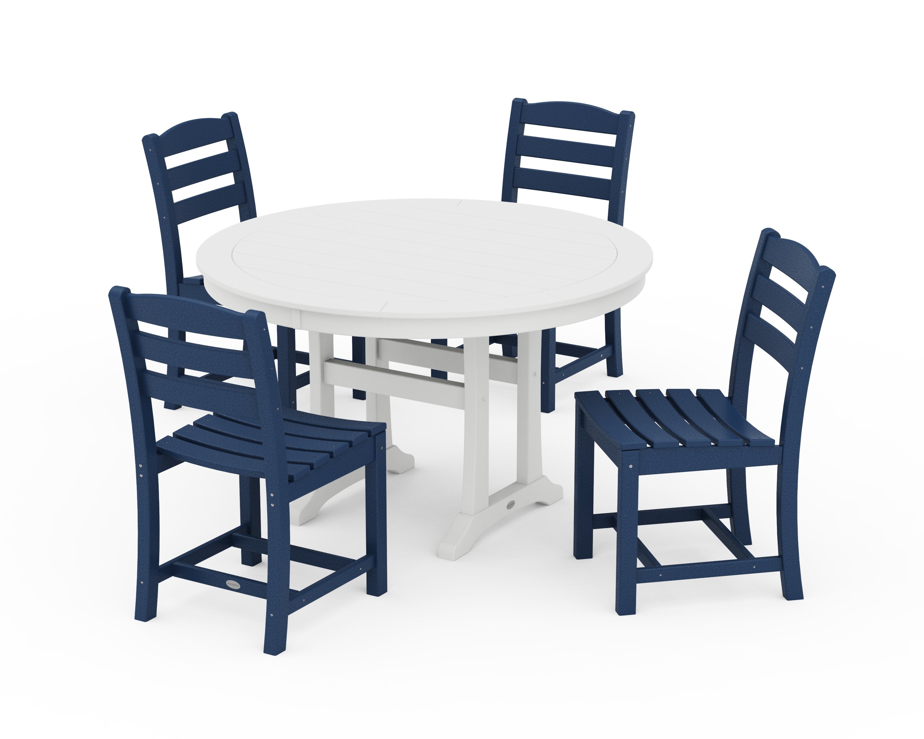 La Casa Caf 5-Piece Side Chair Dining Set in Navy / White