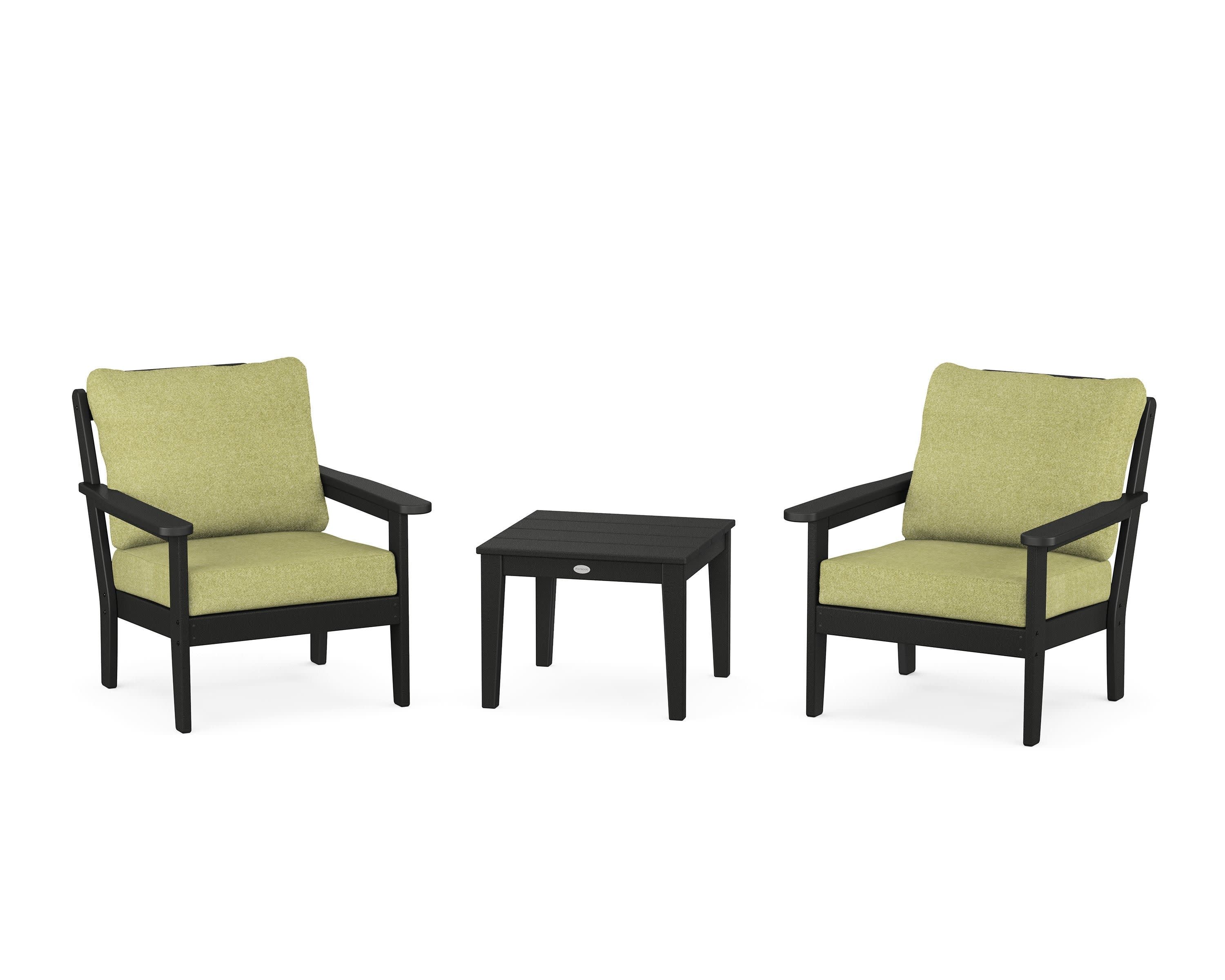 Cottage 3-Piece Deep Seating Set in Black / Chartreuse Boucle