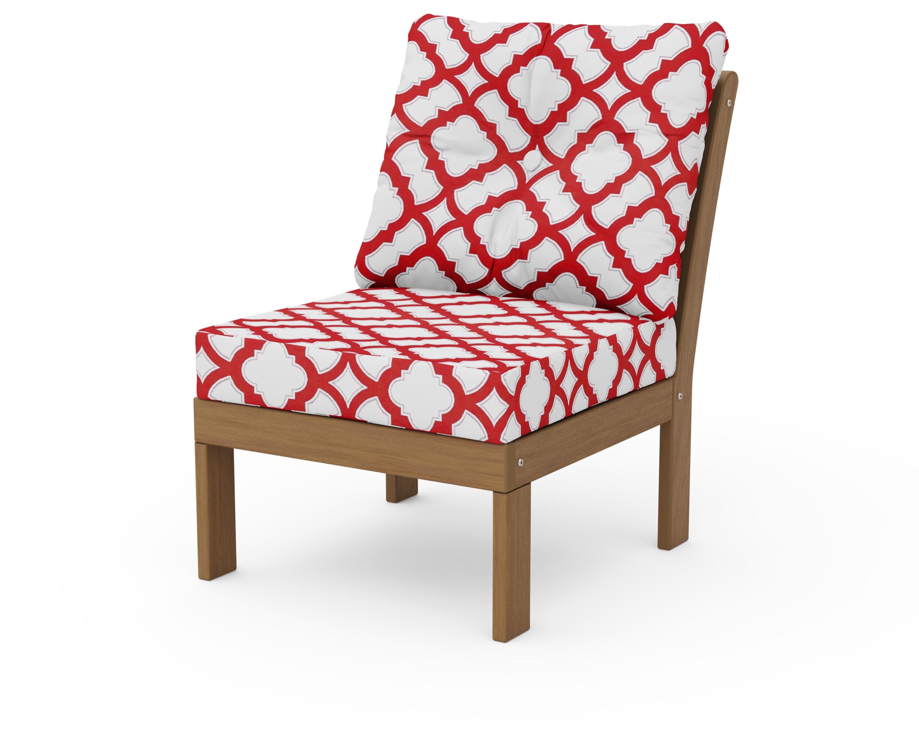 Vineyard Modular Armless Chair in Natural / Trellis Crimson