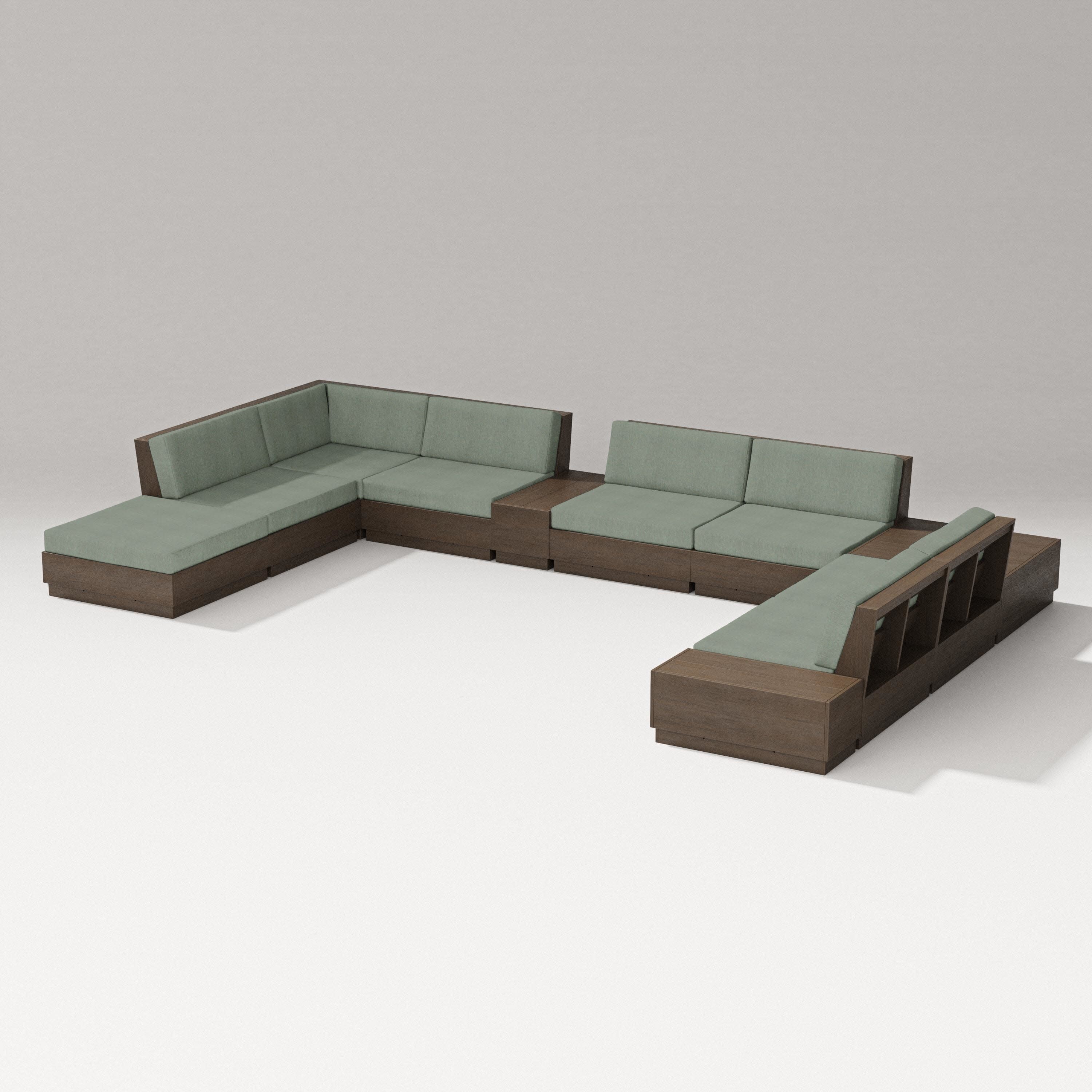 Elevate 11-Piece Conversation Sectional Set in Kona / Cast Sage