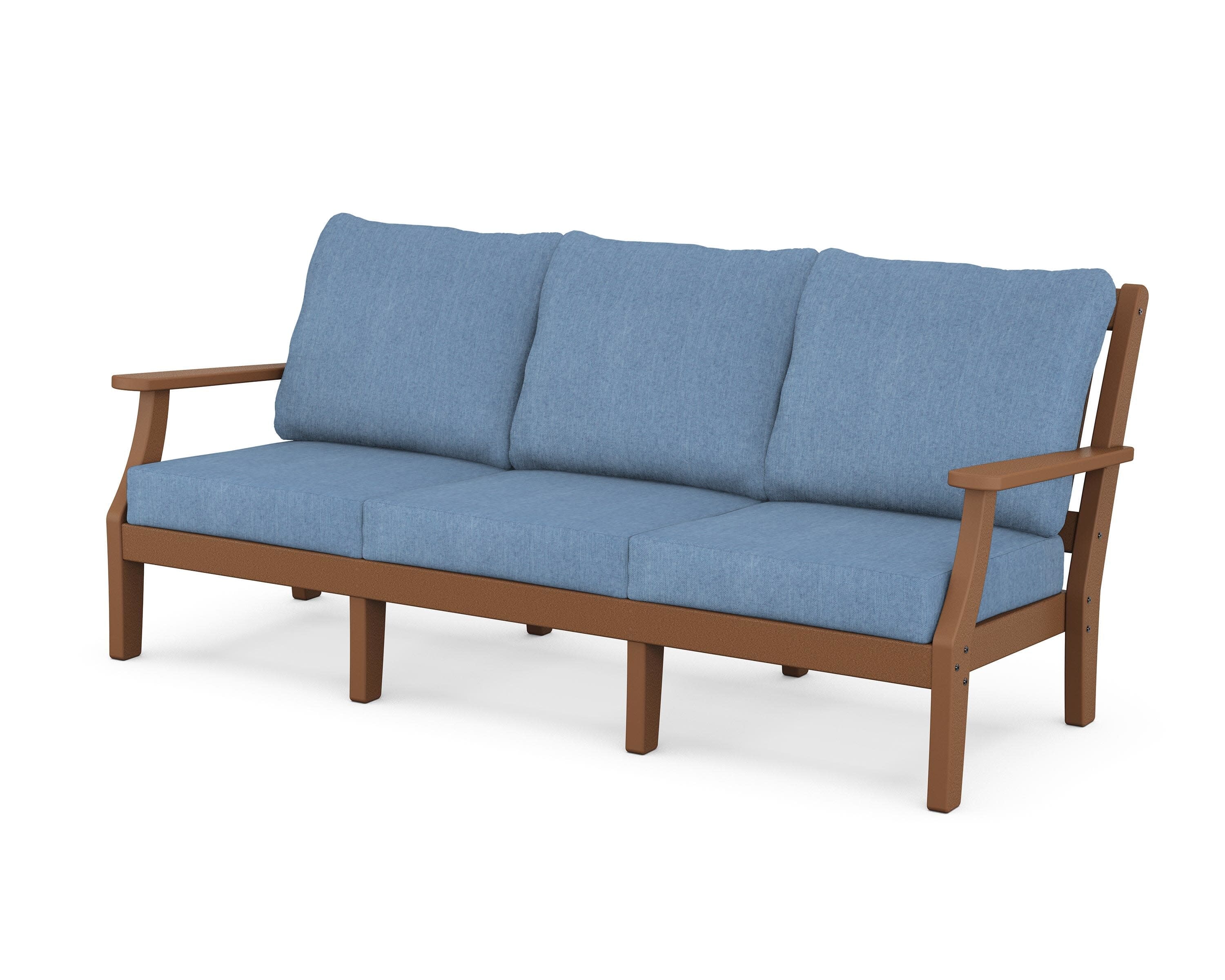Chinoiserie Deep Seating Sofa in Teak / Sky Blue