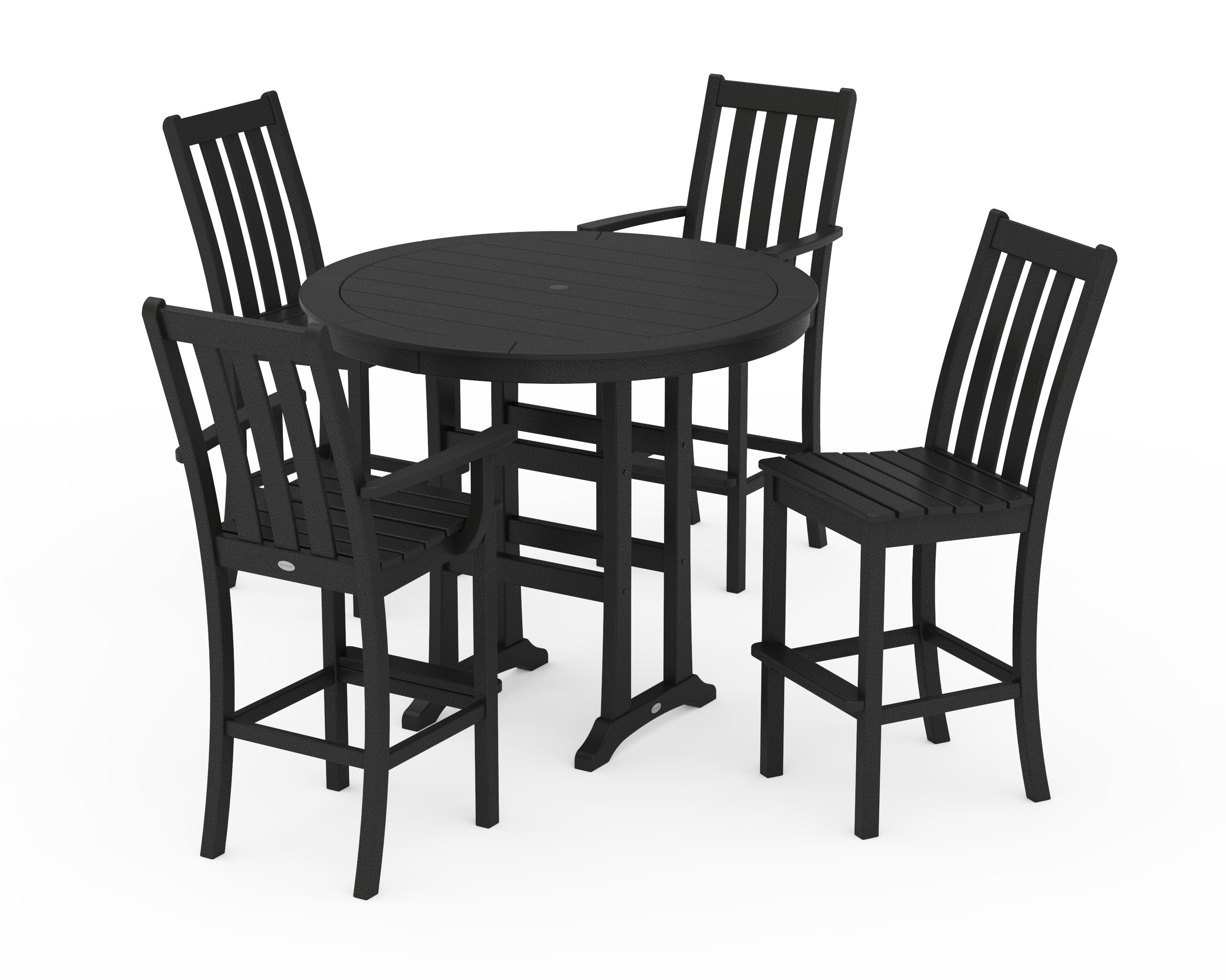 Vineyard 5-Piece Nautical Trestle Bar Set in Black