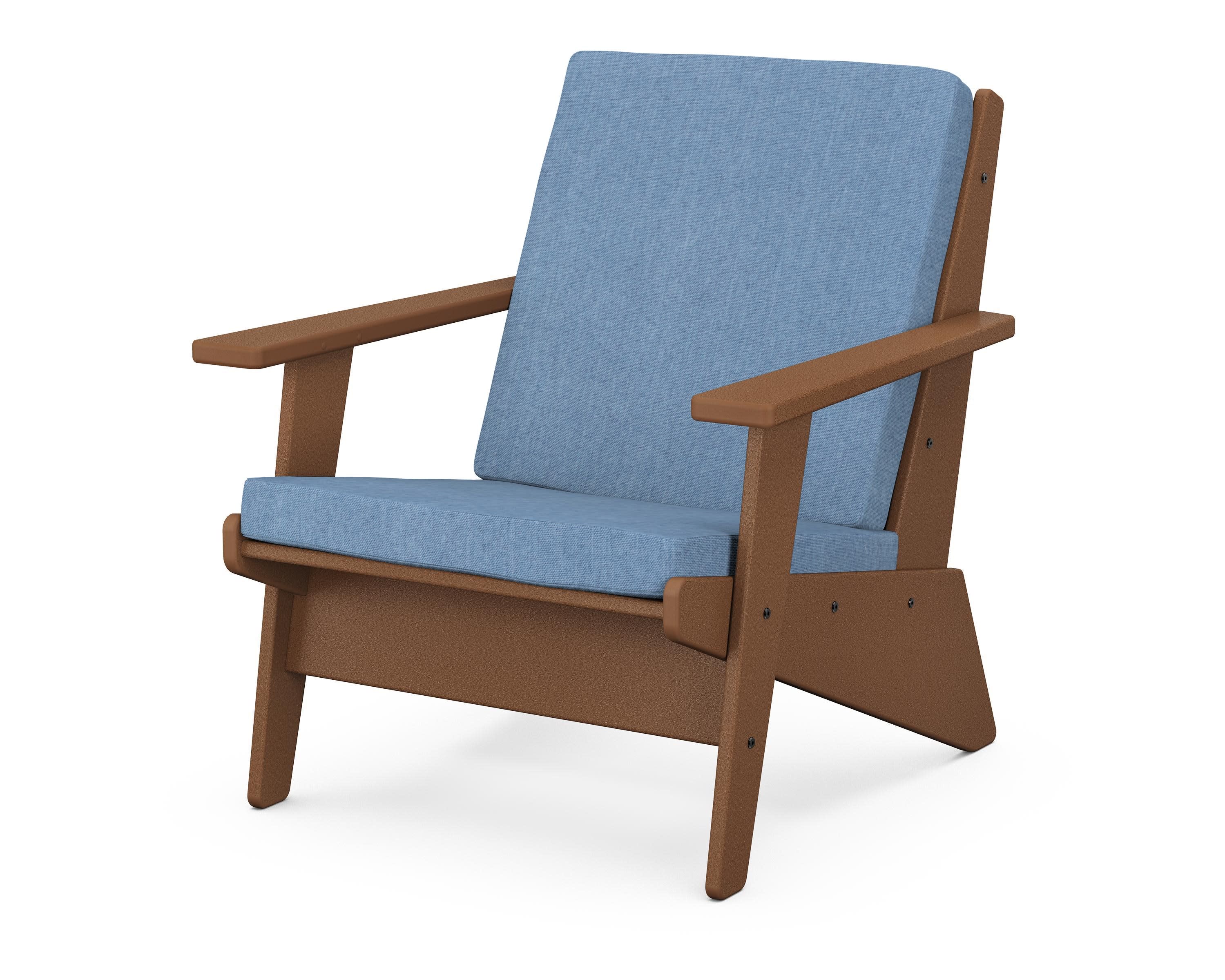 Riviera Modern Lounge Chair in Teak / Sky Blue