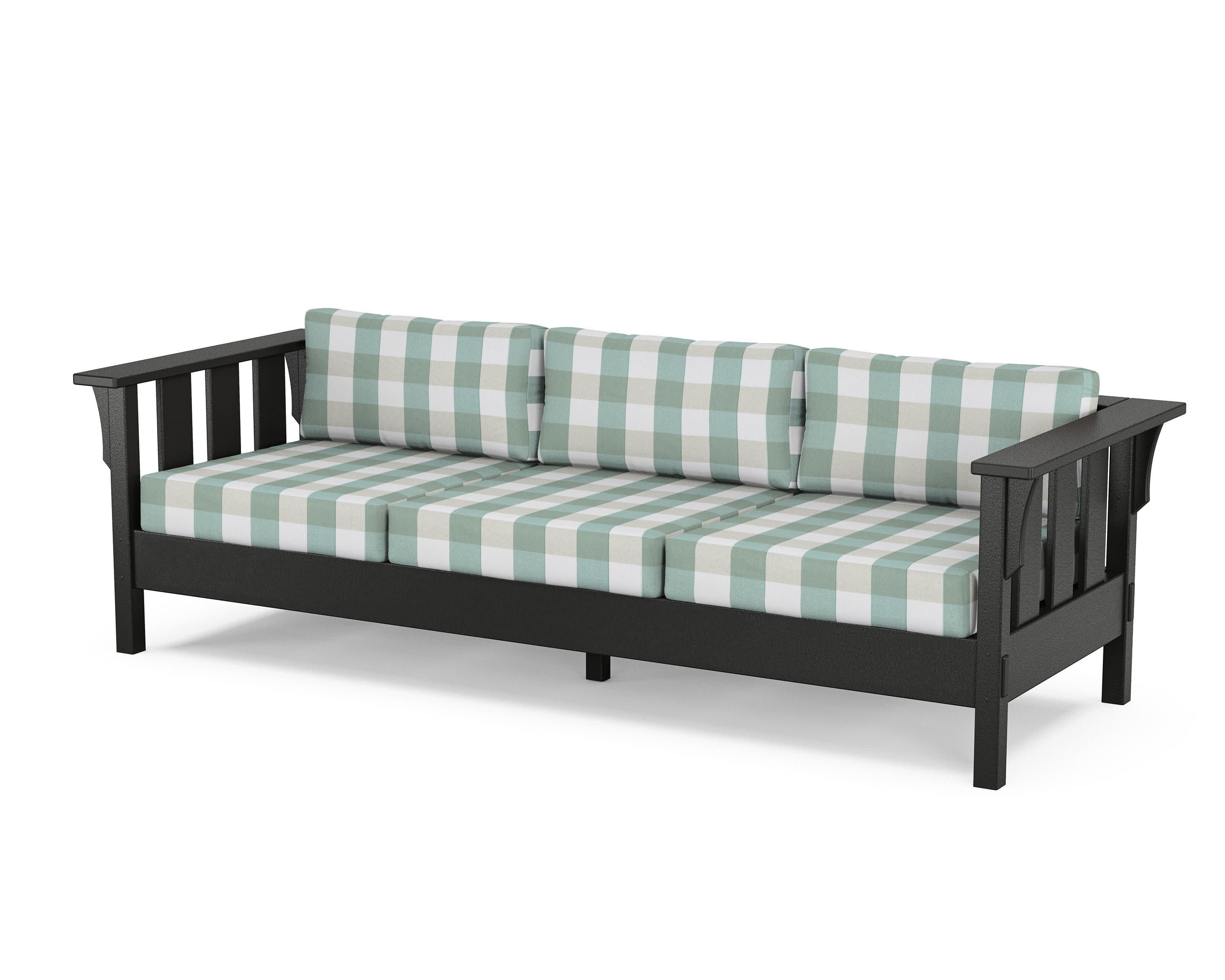 Acadia Deep Seating Sofa in Black / Buffalo Plaid Glacier Spa