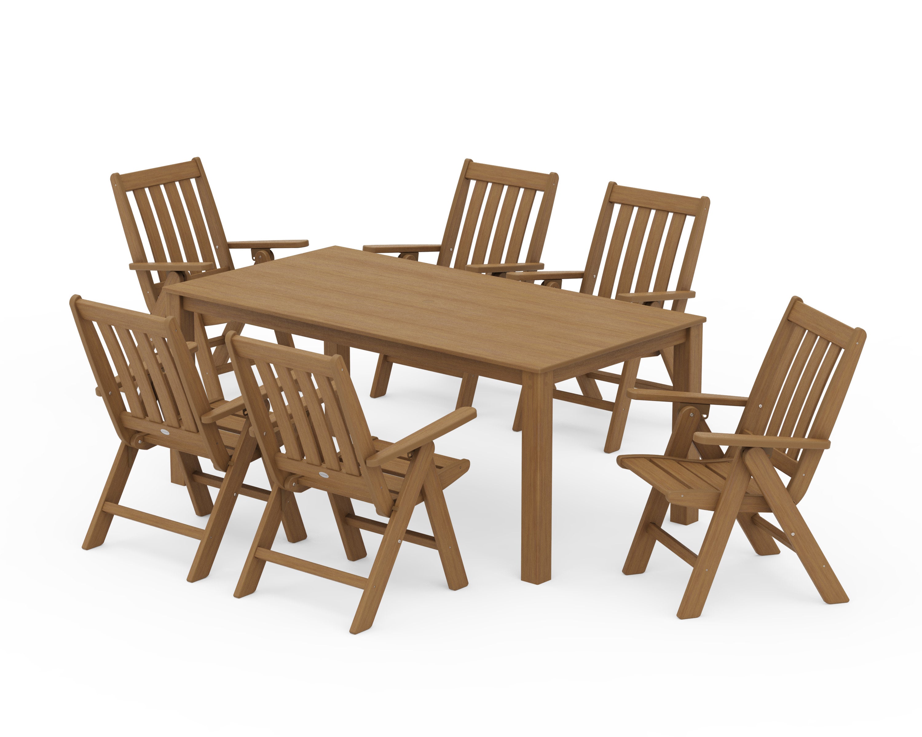 Vineyard Folding Chair 7-Piece Parsons Dining Set in Natural