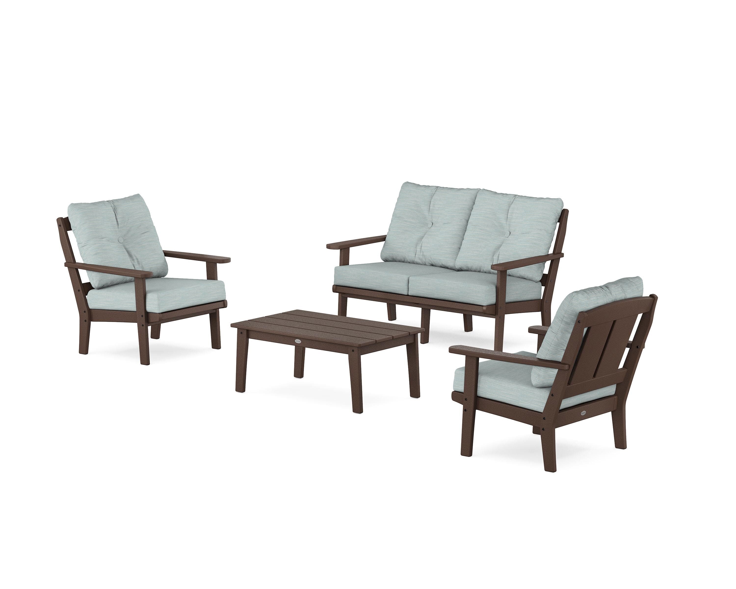 Mission 4-Piece Deep Seating Set with Loveseat in Mahogany / Soothe Mist
