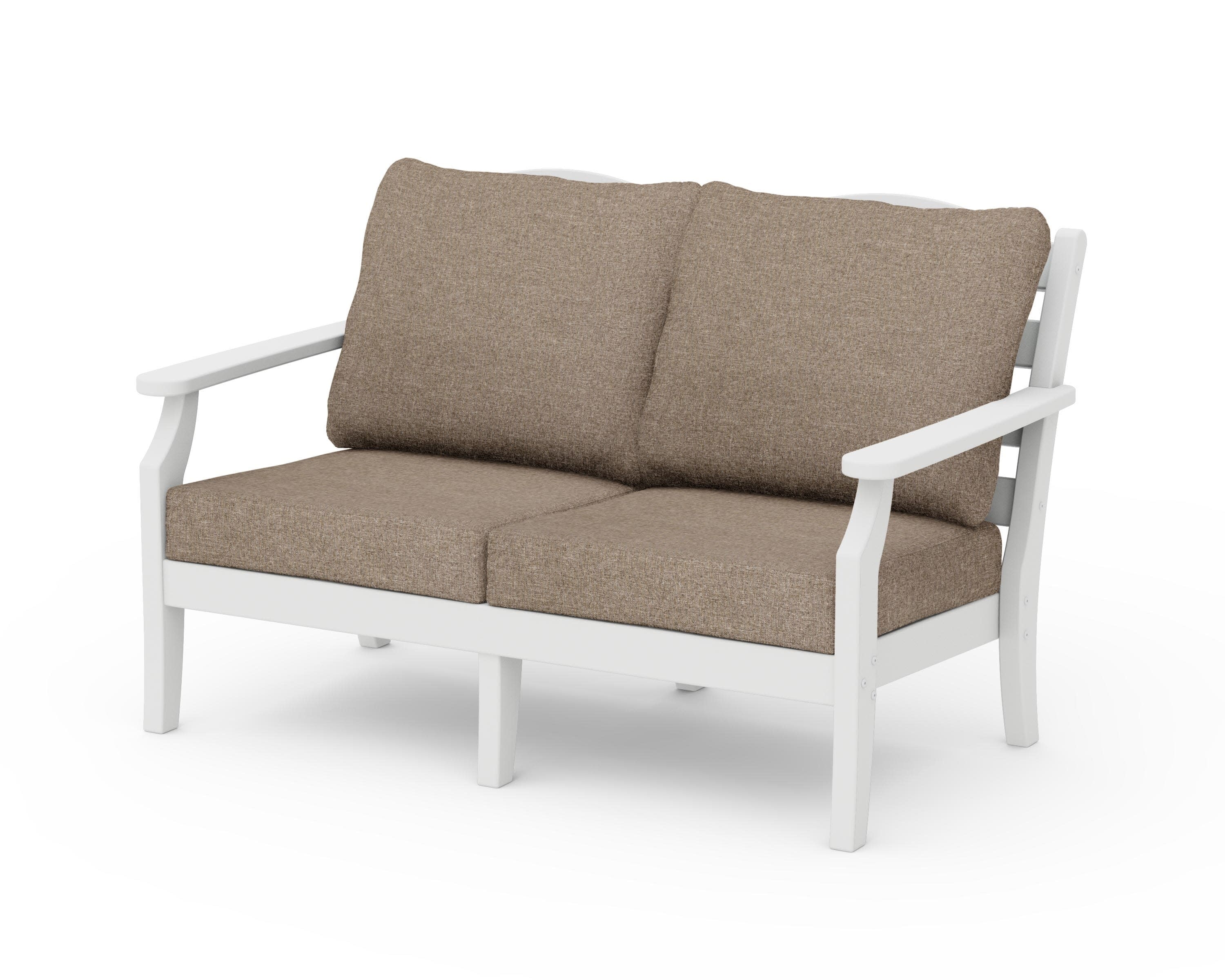 Savannah Deep Seating Loveseat in White / Spiced Burlap