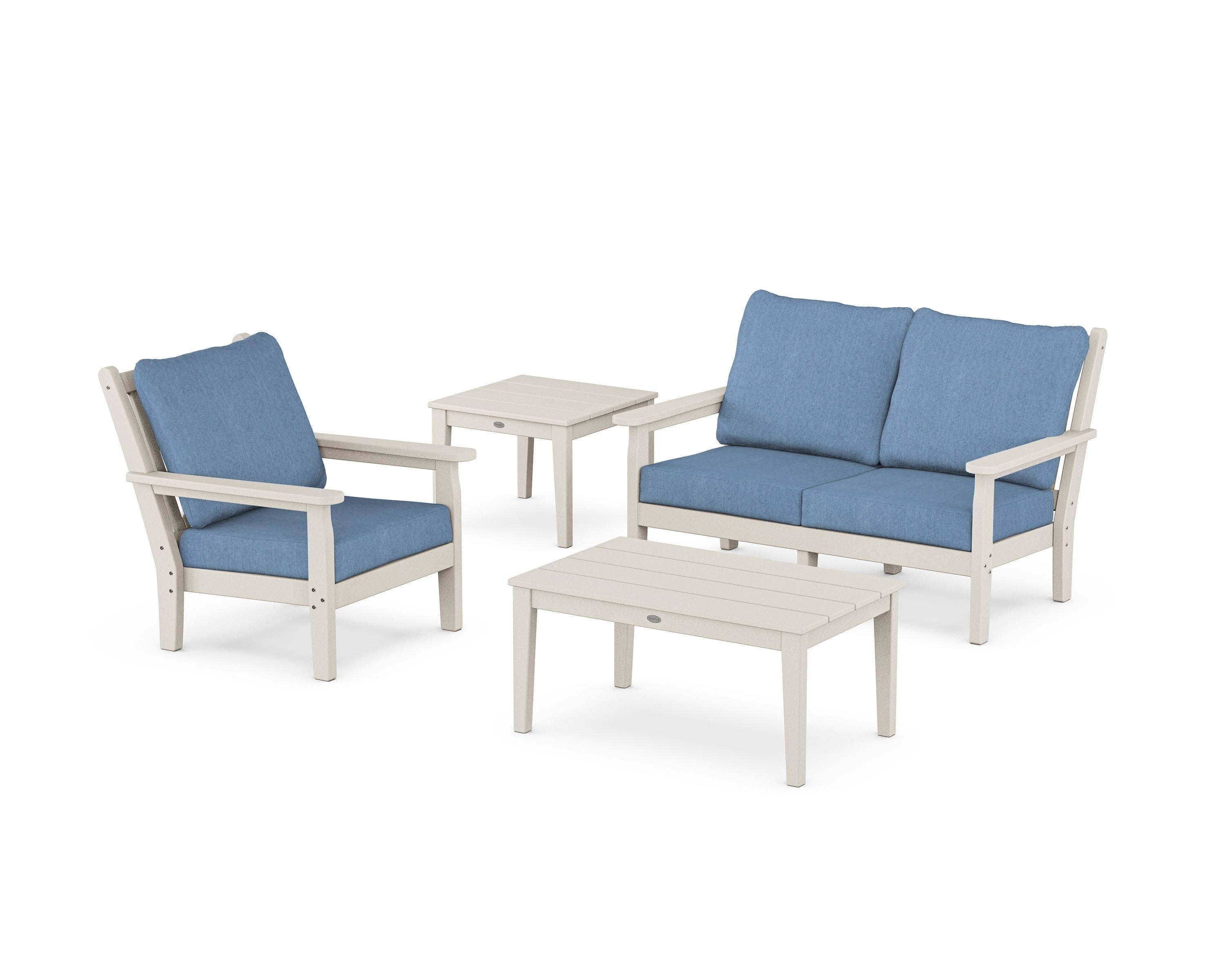 Chippendale 4-Piece Deep Seating Set in Sand / Sky Blue