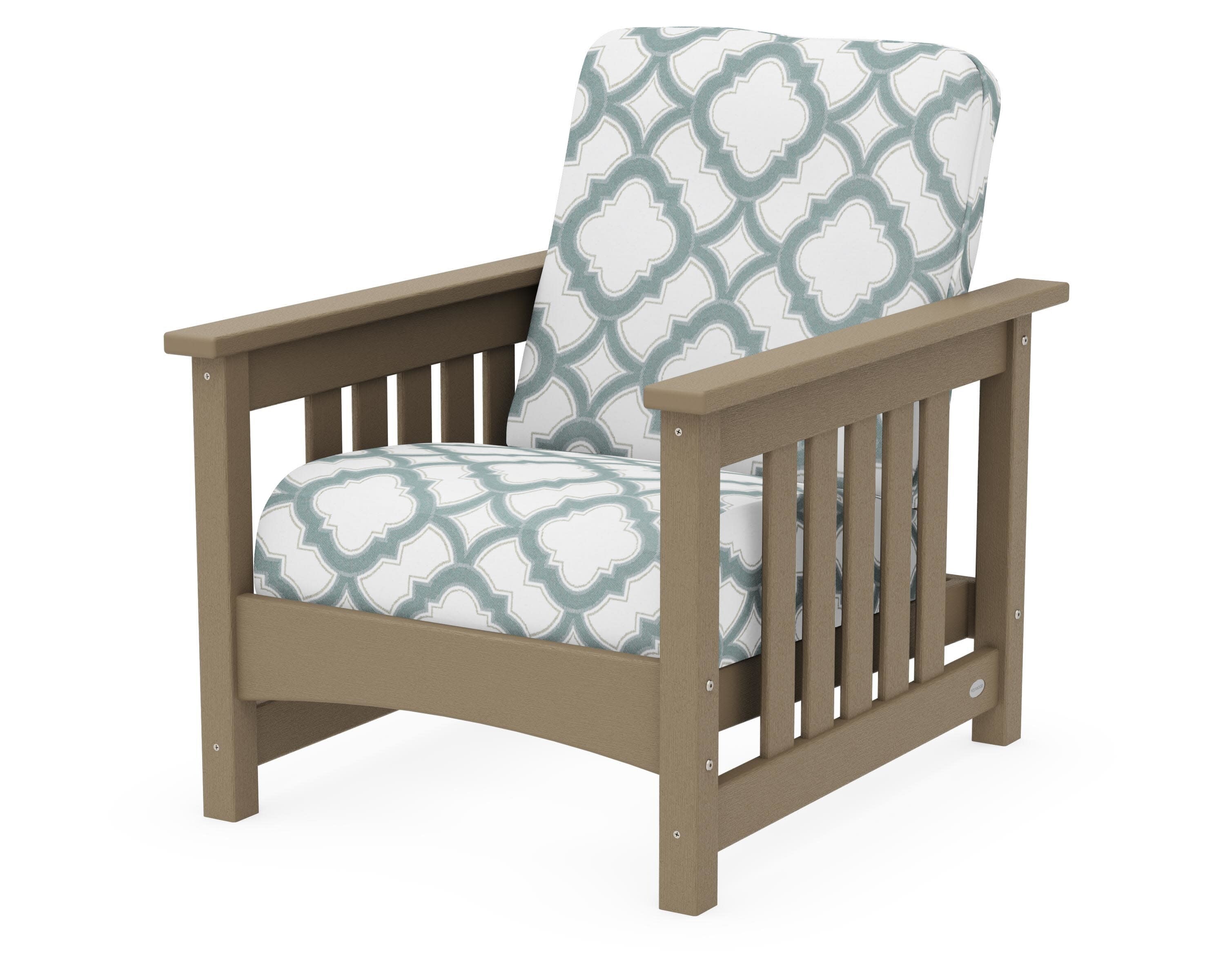 Club Mission Chair in Vintage Sahara / Trellis Glacier Spa