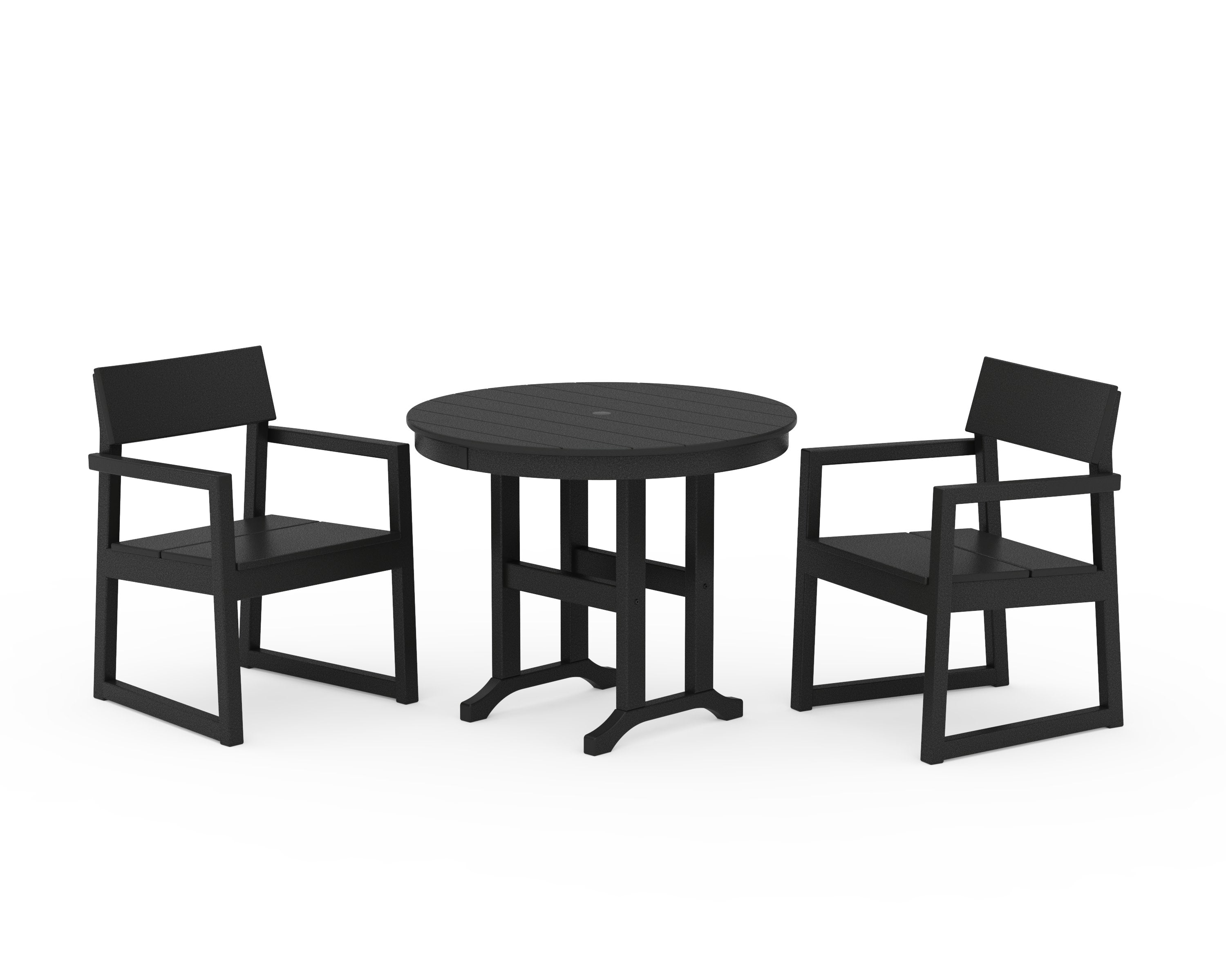 EDGE 3-Piece Round Dining Set in Black