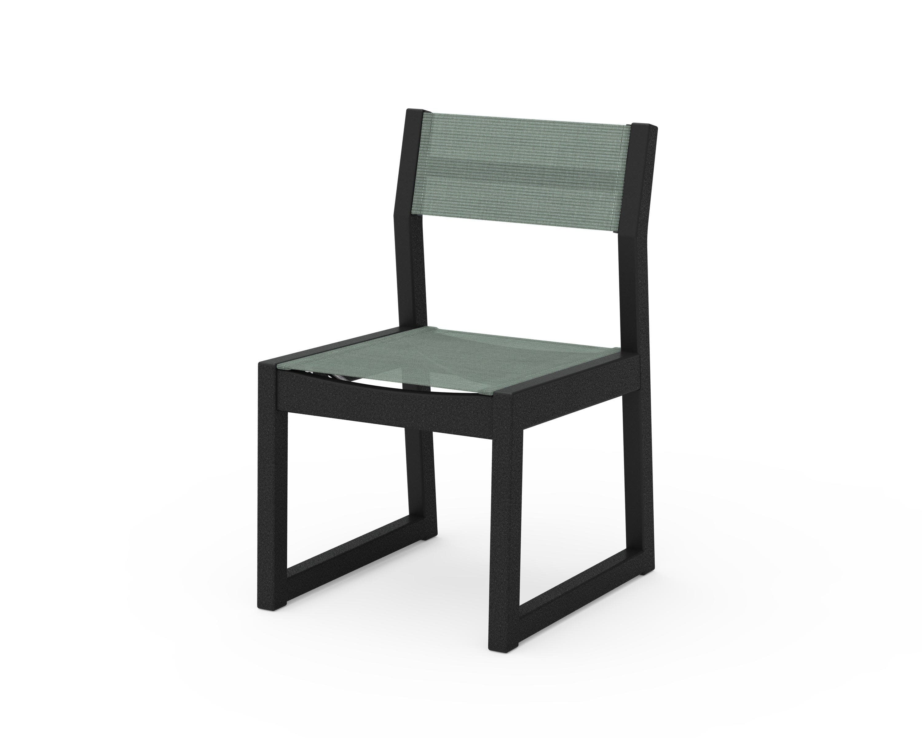 EDGE Sling Dining Side Chair in Black / Dupioni Sea Mist Sling