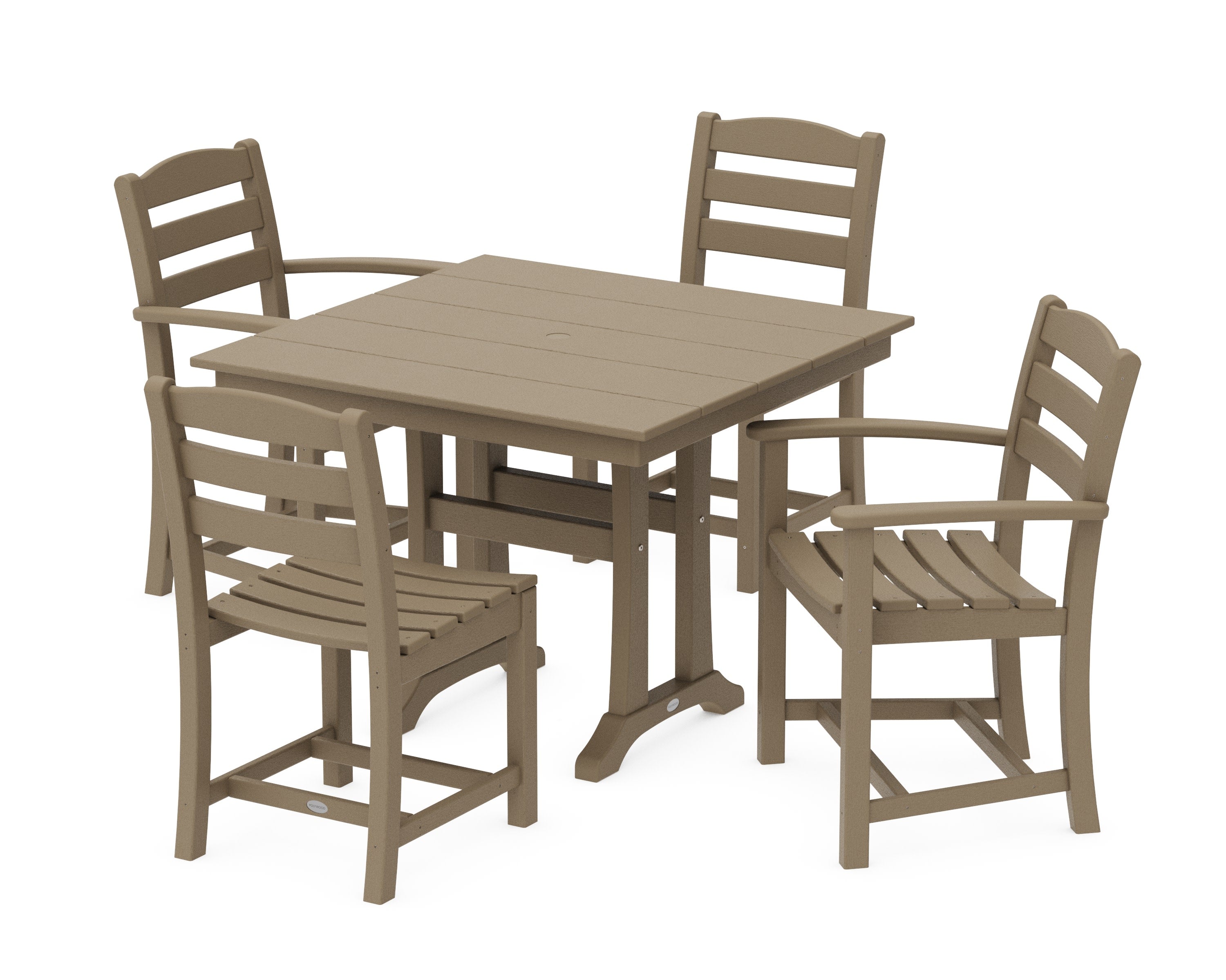 La Casa Caf 5-Piece Farmhouse Dining Set with Trestle Legs in Vintage Sahara