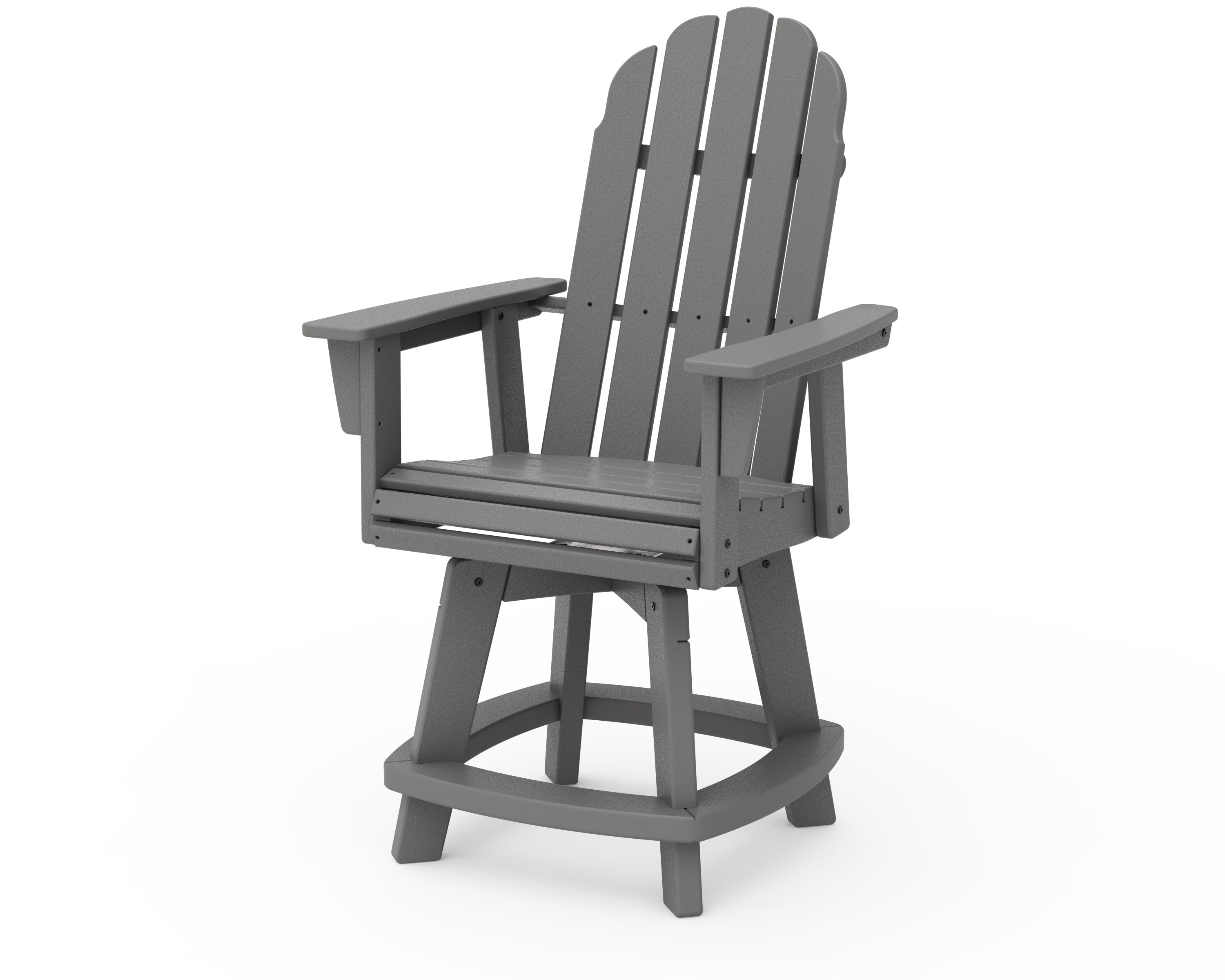 Vineyard Curveback Adirondack Swivel Counter Chair in Slate Grey
