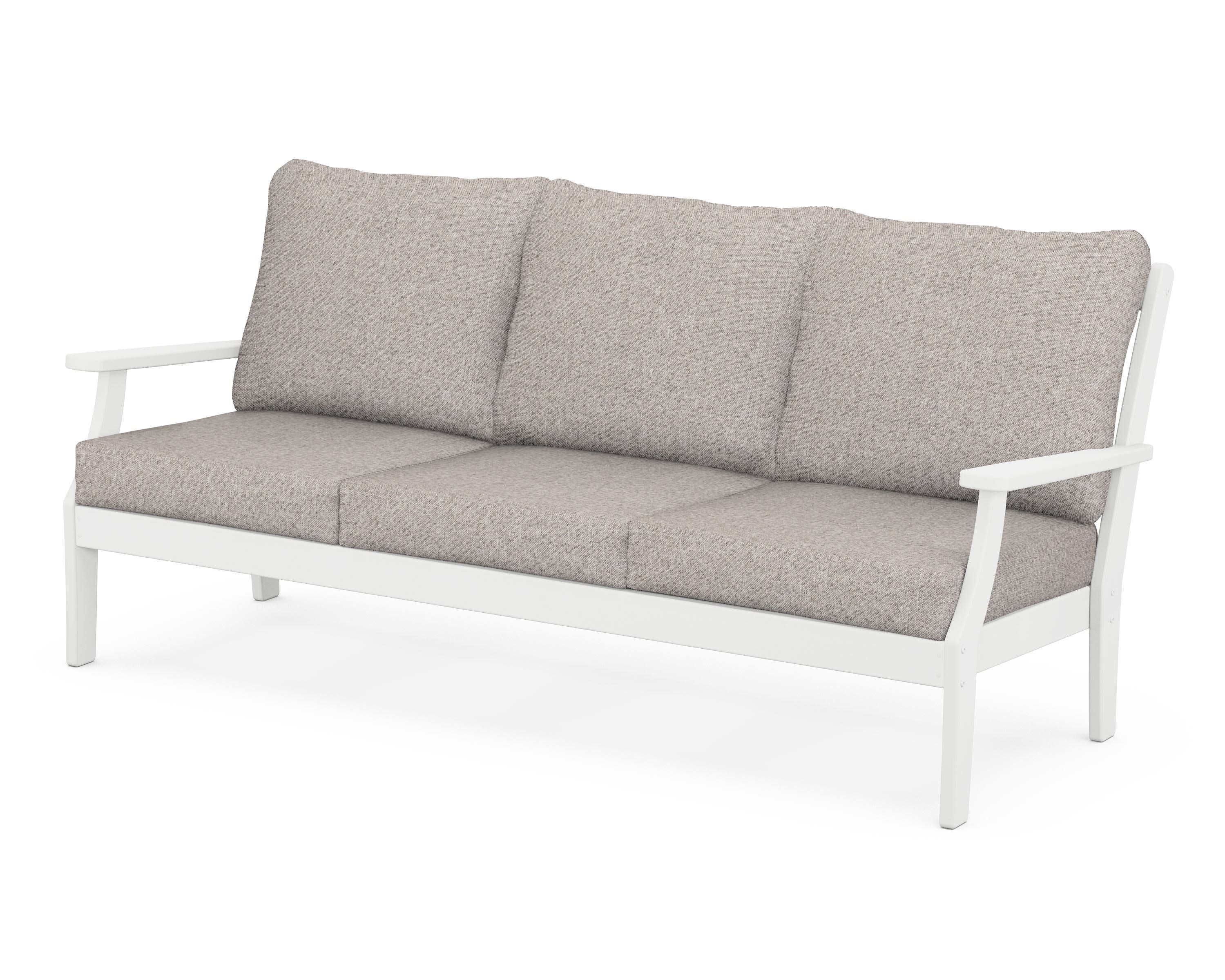 Braxton Deep Seating Sofa in White / Weathered Tweed