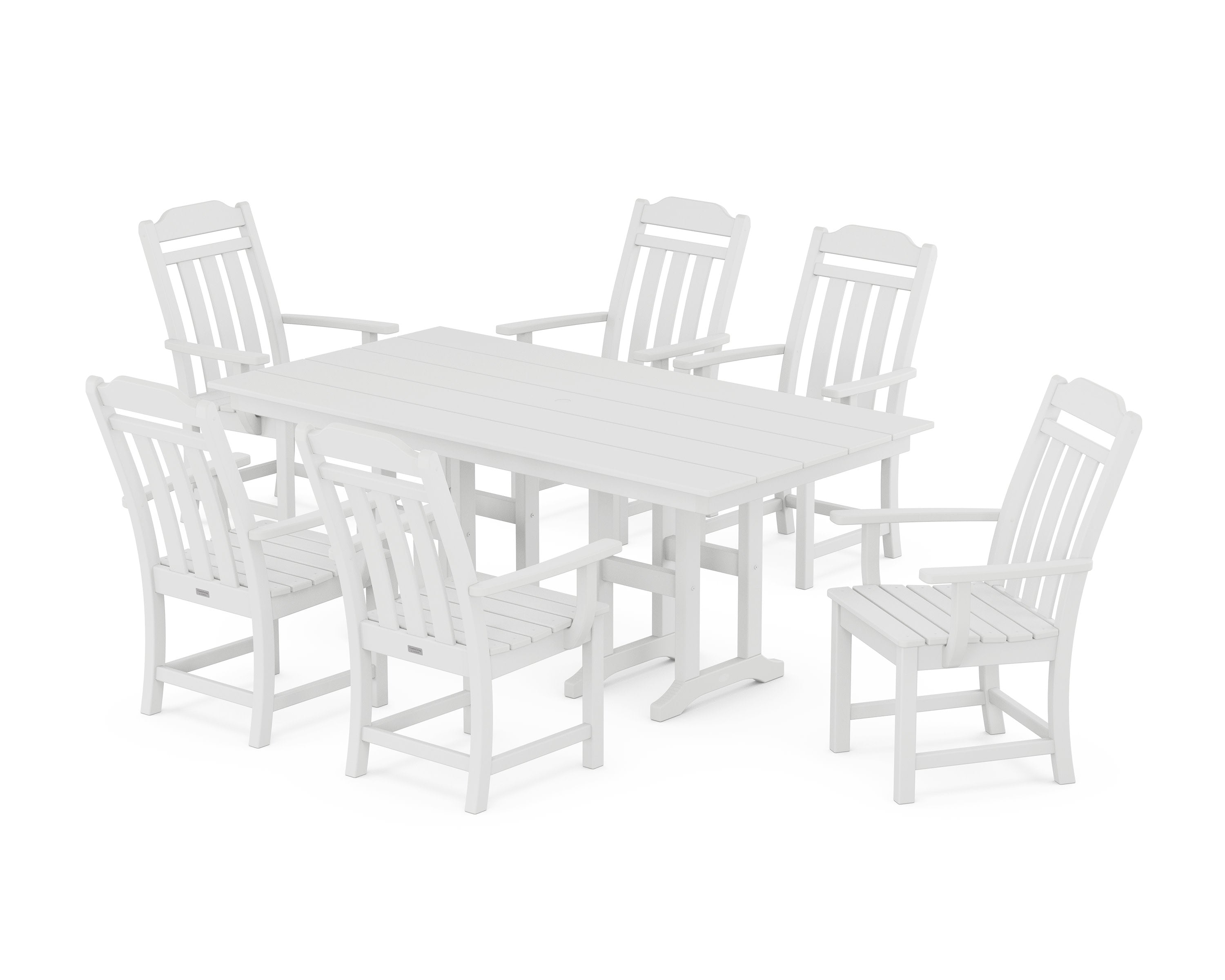 Cottage Arm Chair 7-Piece Farmhouse Dining Set in White